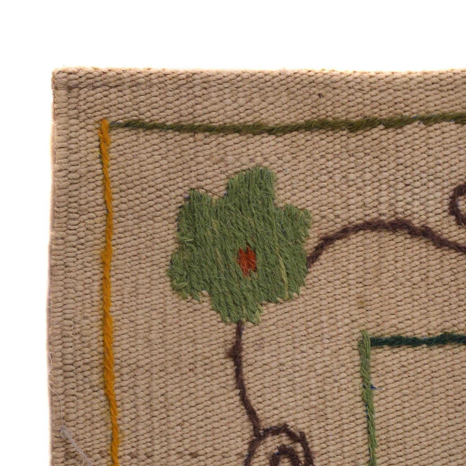 Ivory Color Embroidery Flatweave Kilim 5' 5" x 7' 8" (ft) - No. P34395