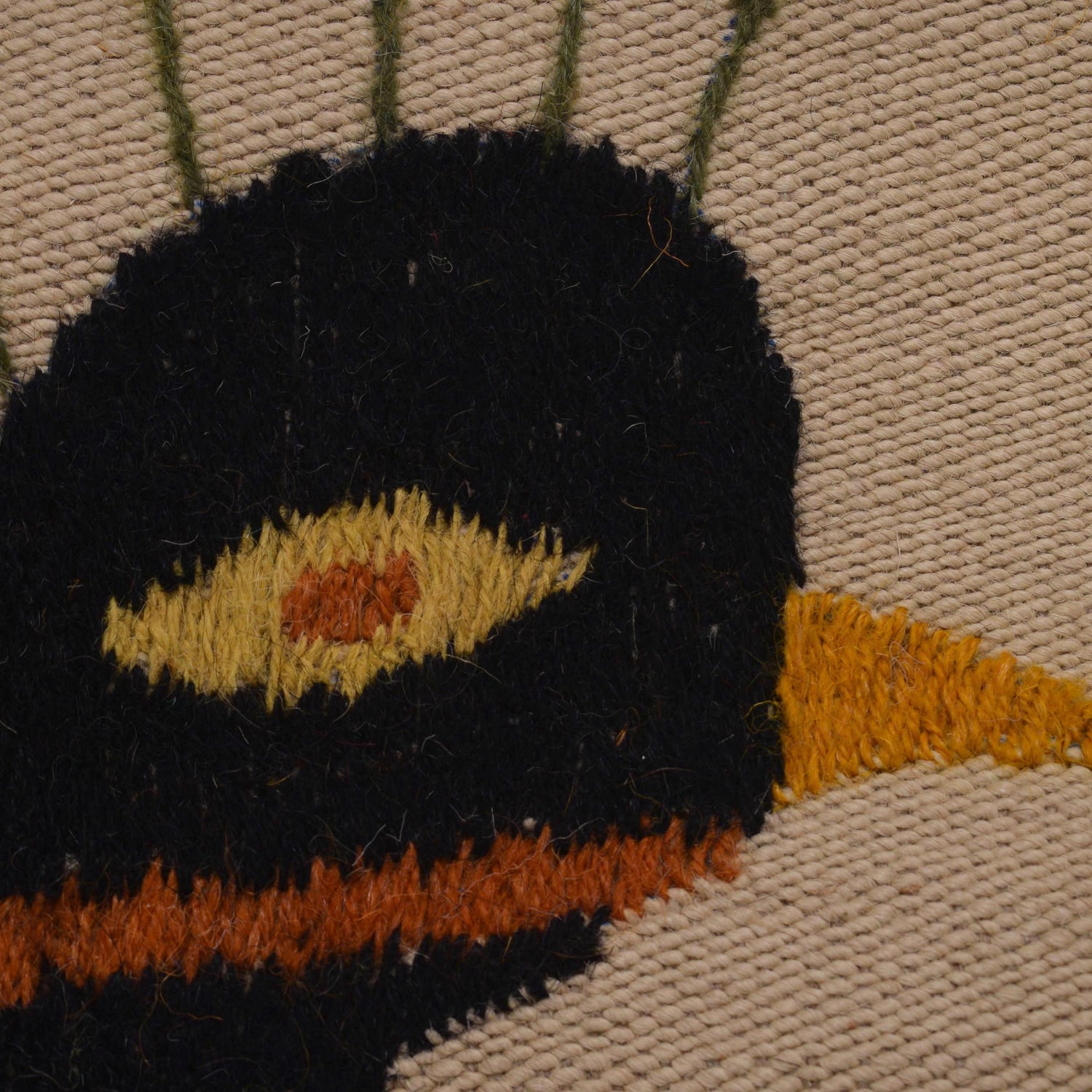 Ivory Color Embroidery Flatweave Kilim 5' 5" x 7' 8" (ft) - No. P34395