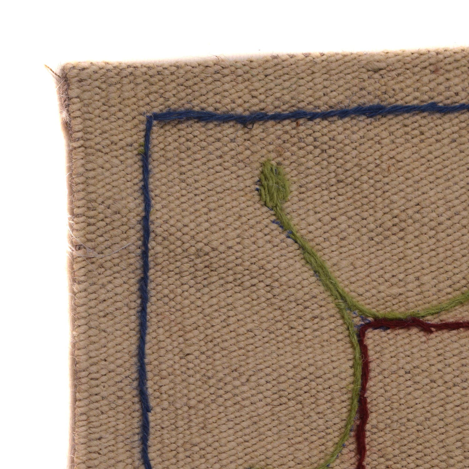 Ivory Color Embroidery Flatweave Kelim 5' 5" x 7' 10" (ft) - No. P34396