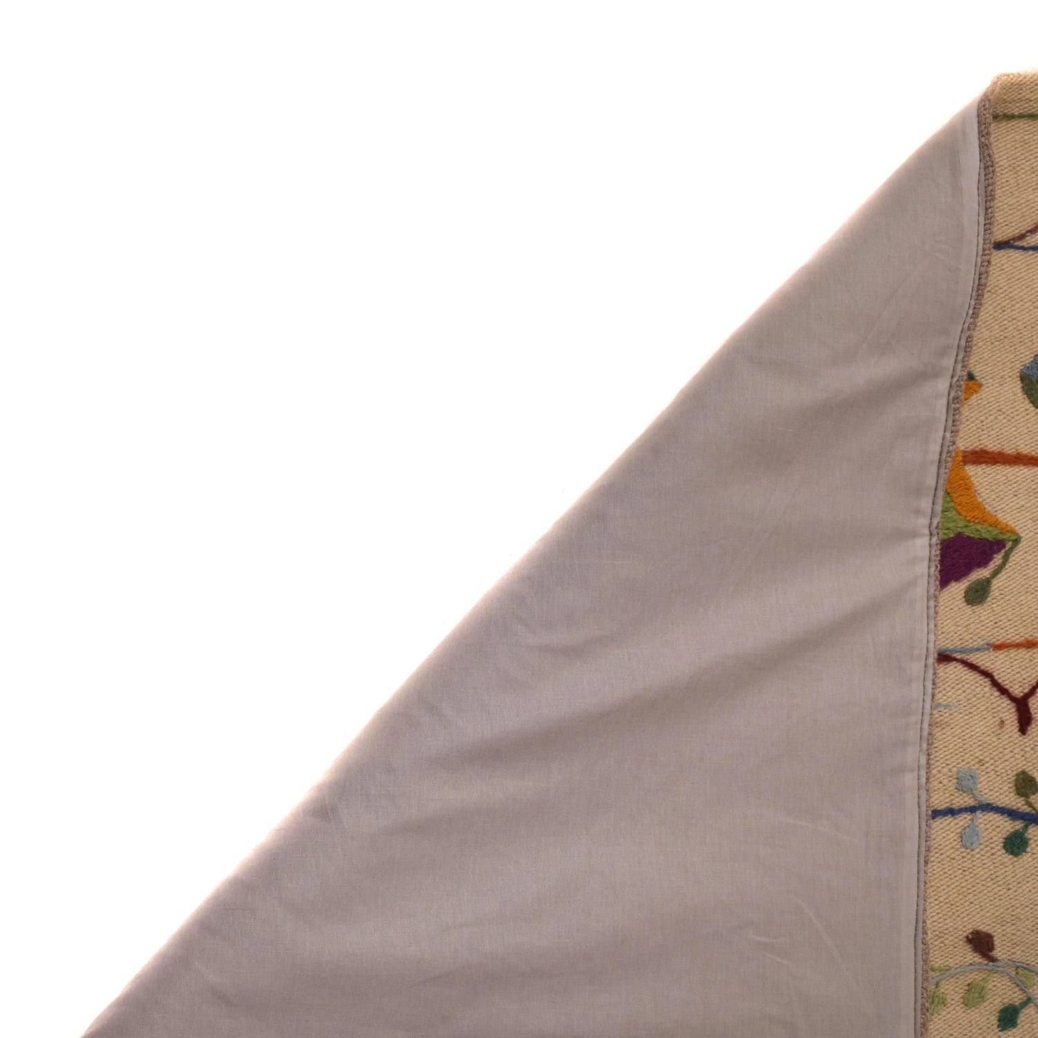 Ivory Color Embroidery Flatweave Kelim 5' 5" x 7' 10" (ft) - No. P34396