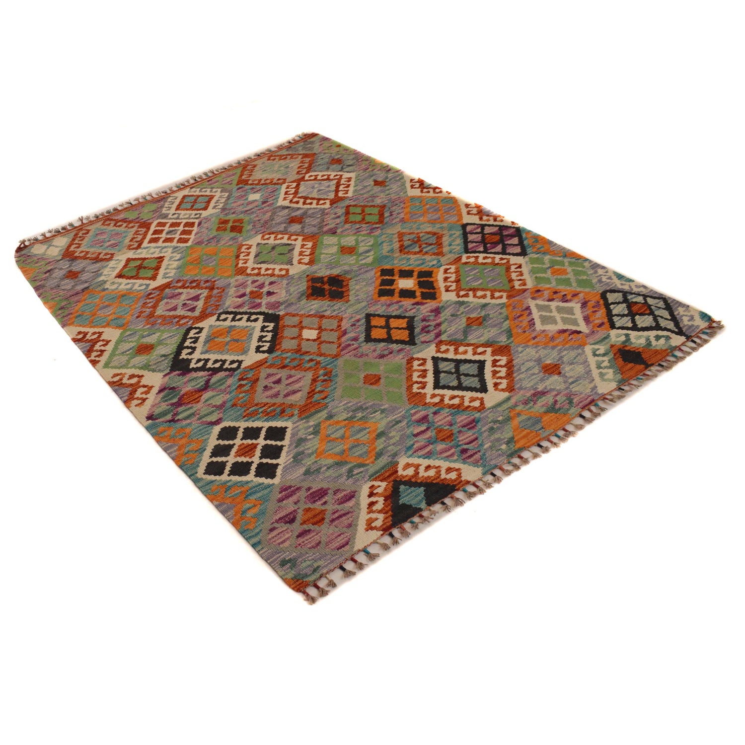 Handmade Vegetable Kelim 4' 4" x 5' 9" (ft) - No. P34897