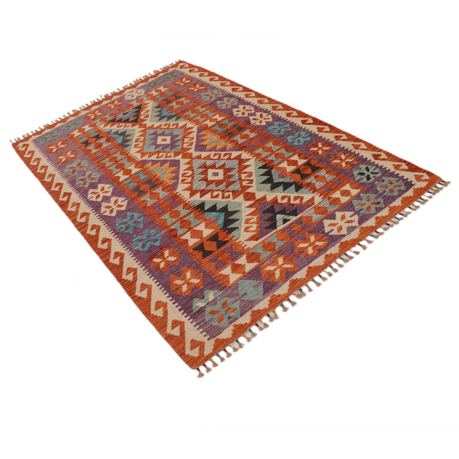 Handmade Vegetable Kilim 4' 0" x 6' 1" (ft) - No. P34900