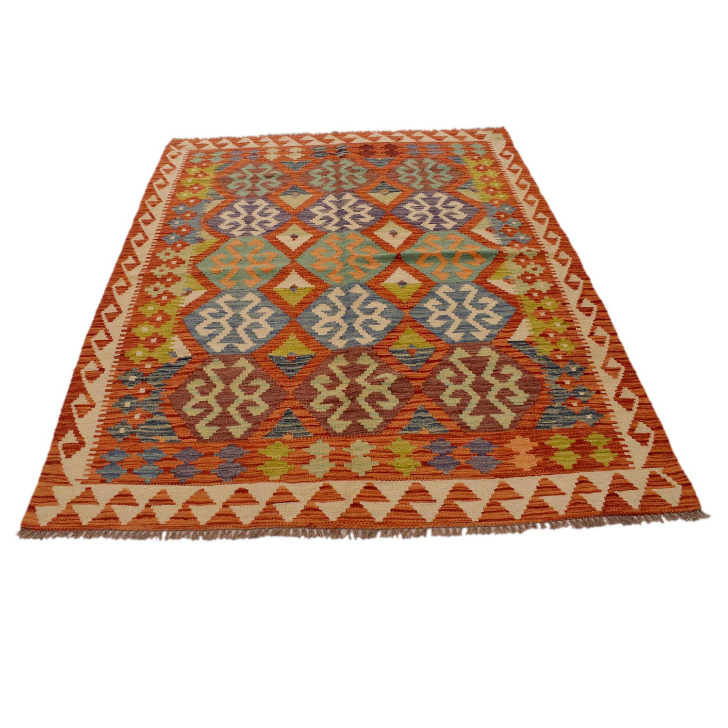Handmade Vegetable Kilim 5' 1" x 6' 9" (ft) - No. P34912