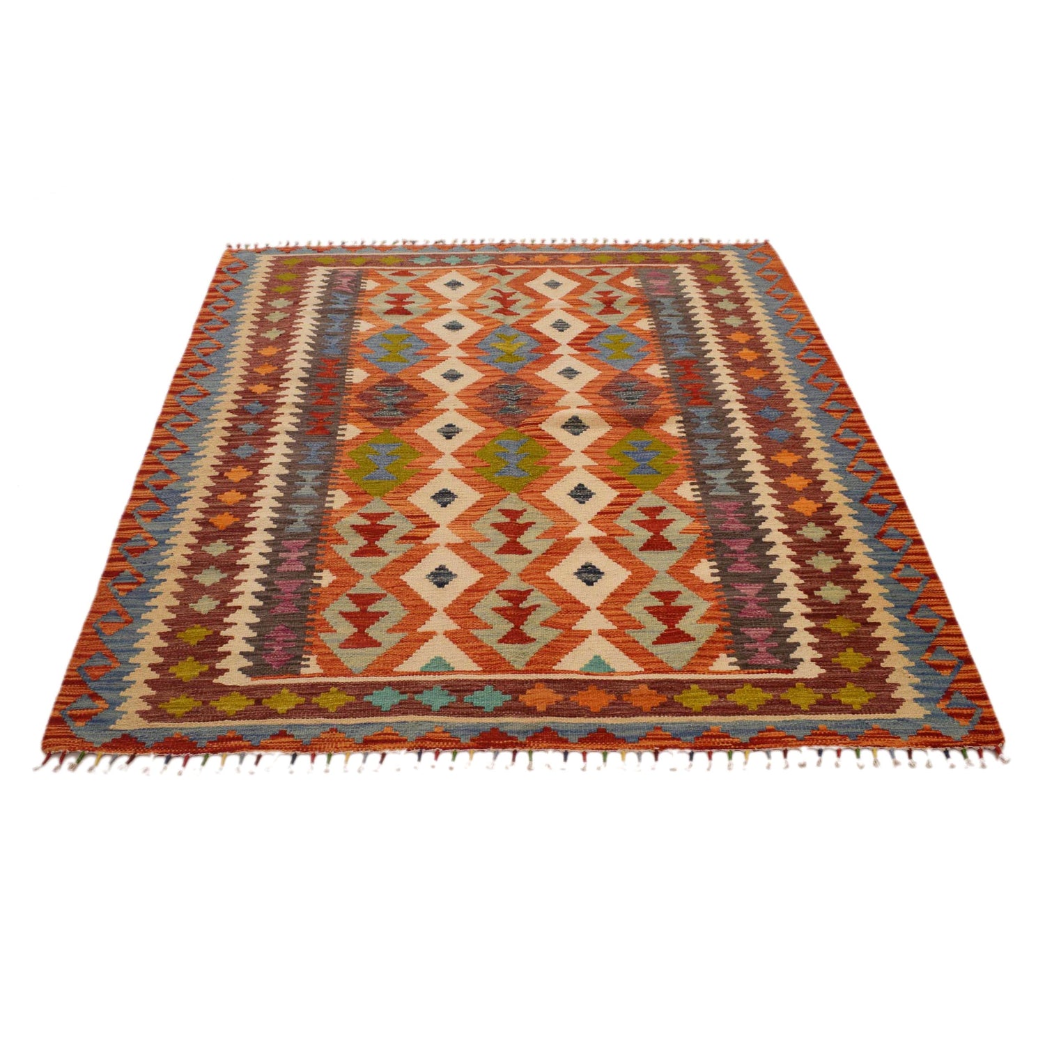 Handmade Vegetable Kelim 5' 1" x 6' 2" (ft) - No. P34913