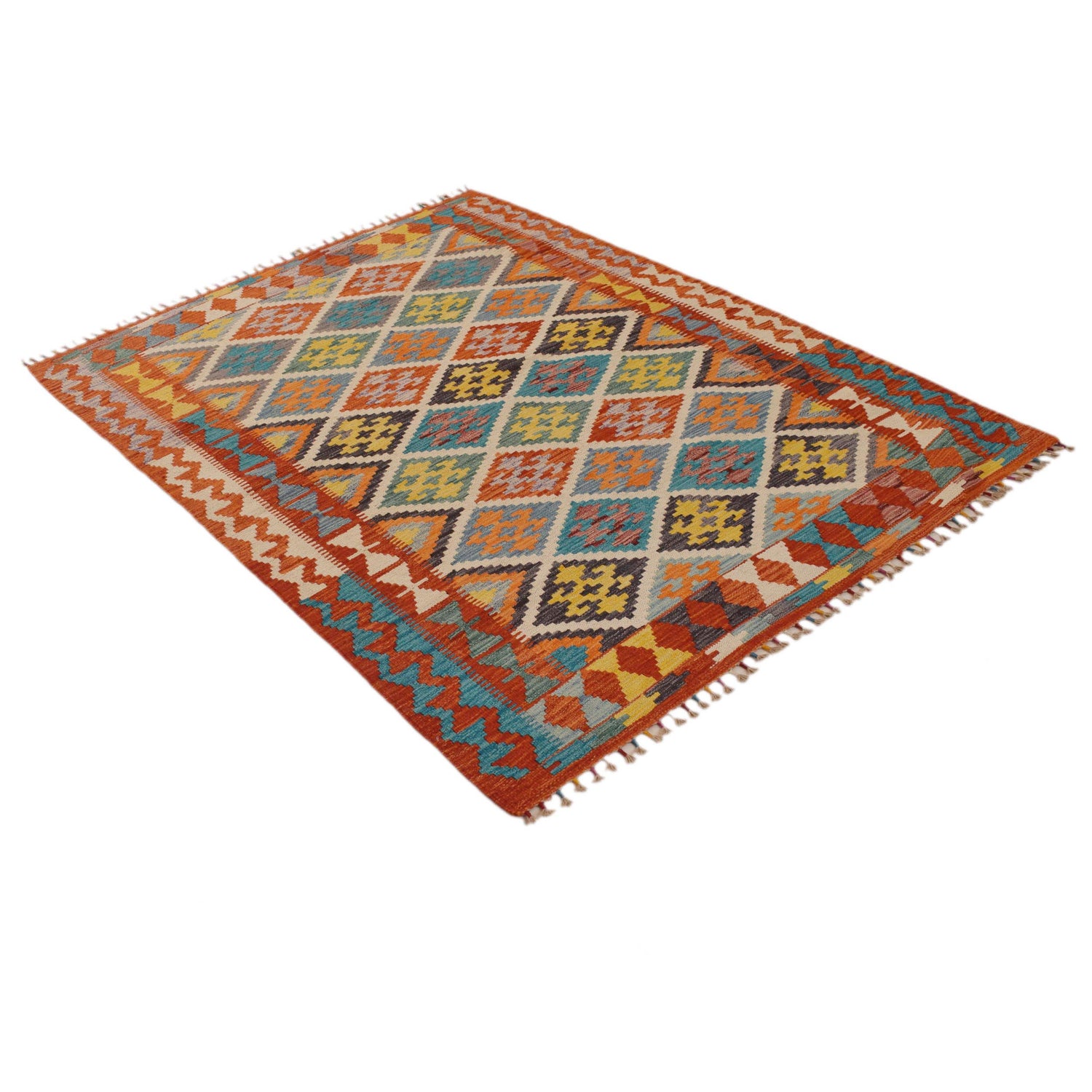 Handmade Vegetable Kelim 4' 2" x 5' 10" (ft) - No. P34924