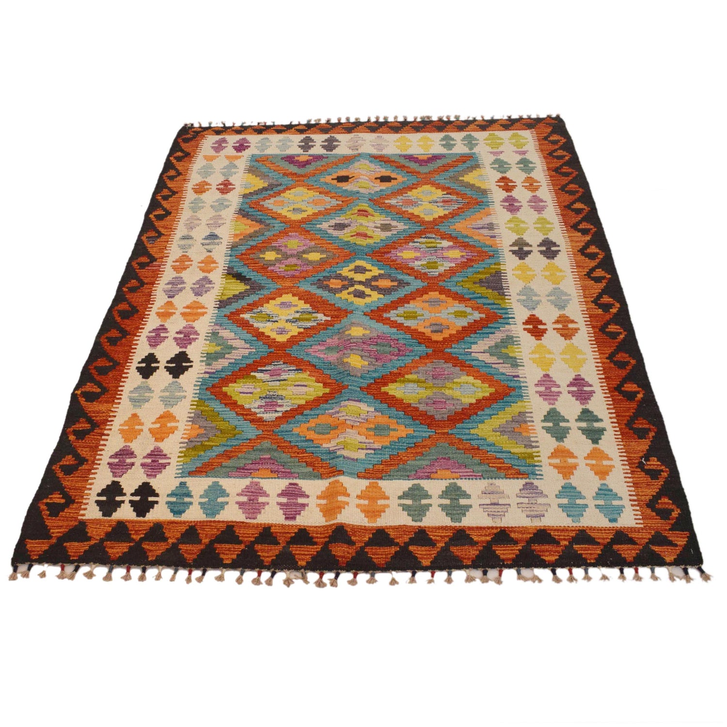 Handmade Vegetable Kilim 4' 0" x 5' 11" (ft) - No. P34932