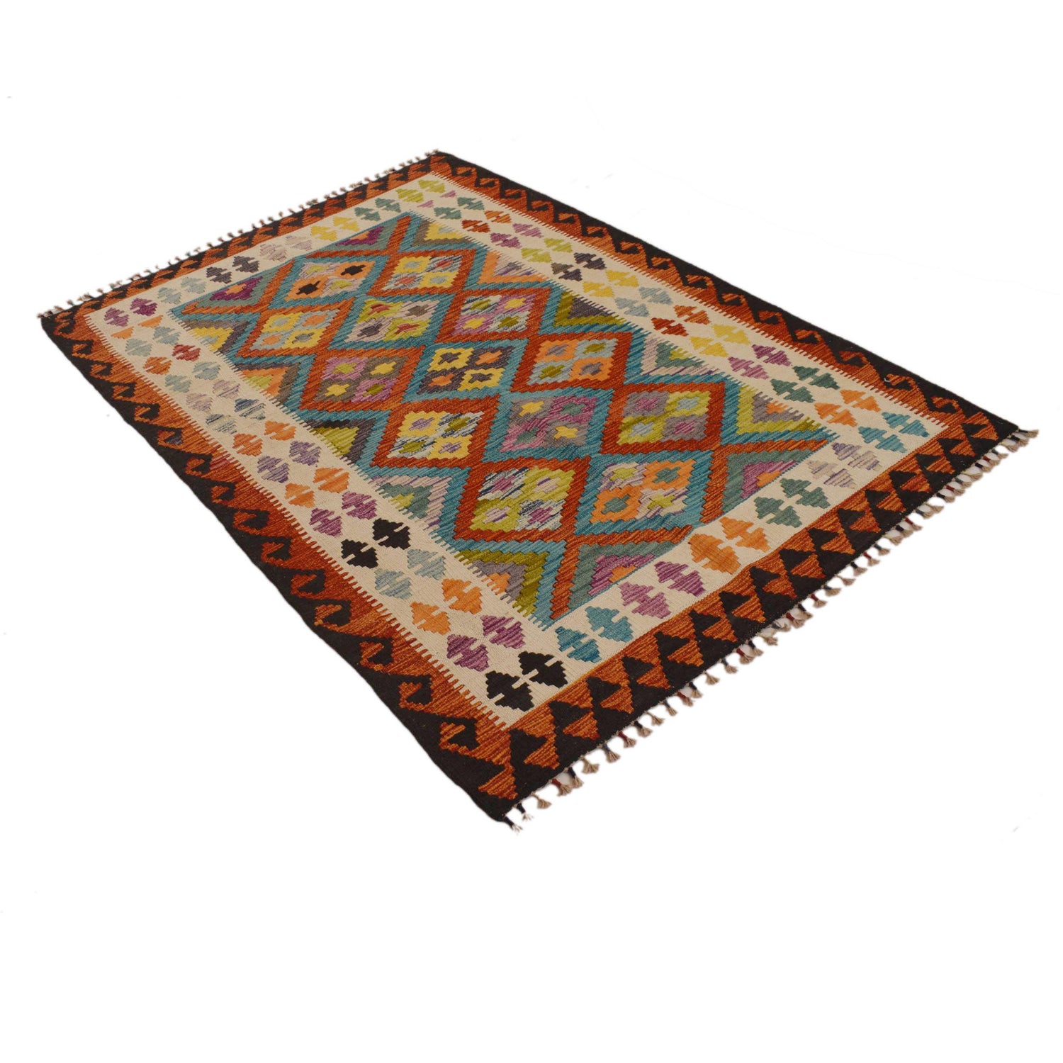 Handmade Vegetable Kilim 4' 0" x 5' 11" (ft) - No. P34932