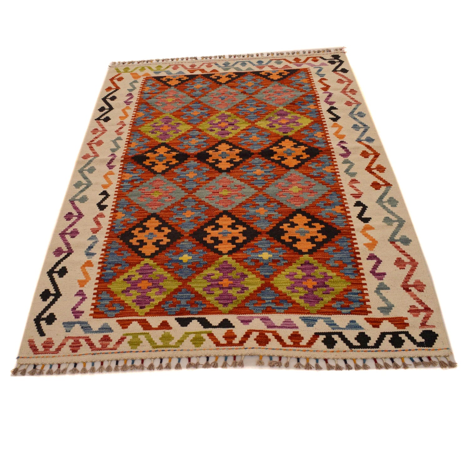 Handmade Vegetable Kilim 4' 0" x 5' 10" (ft) - No. P34936