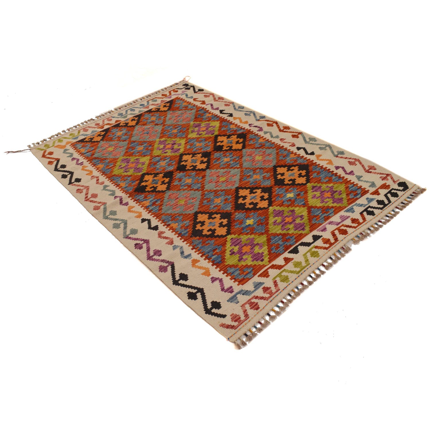 Handmade Vegetable Kilim 4' 0" x 5' 10" (ft) - No. P34936