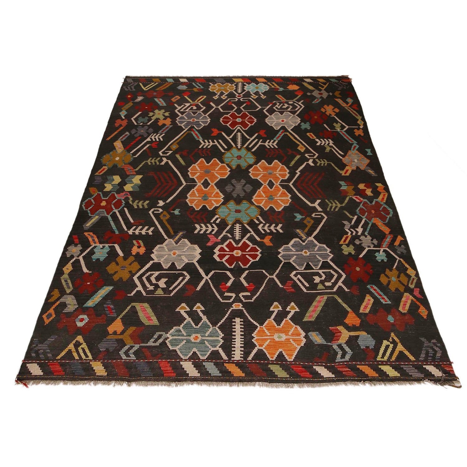 Handmade Vegetable Kilim 6' 9" x 9' 8" (ft) - No. P34955