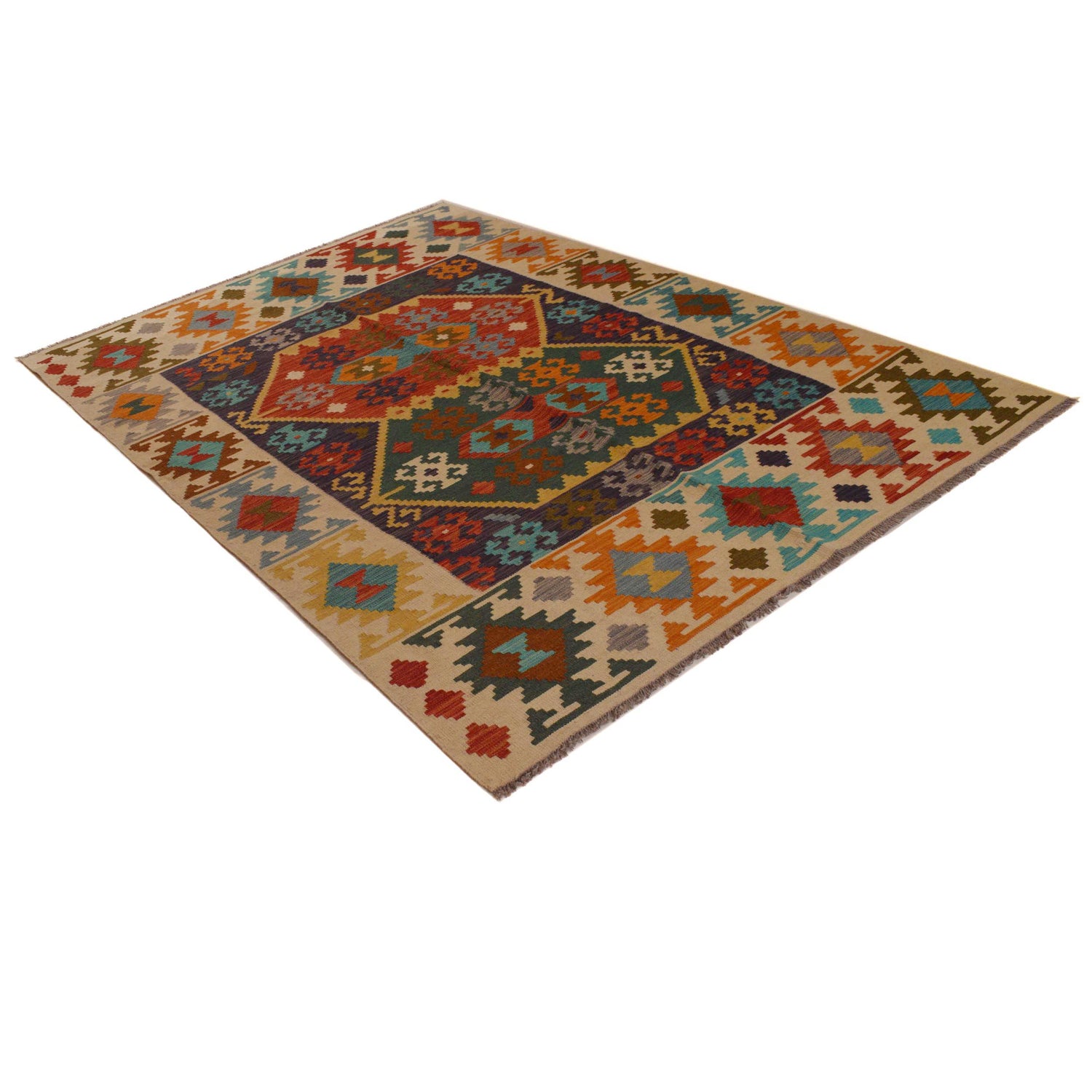 Handmade Vegetable Kilim 5' 10" x 8' 3" (ft) - No. P34961