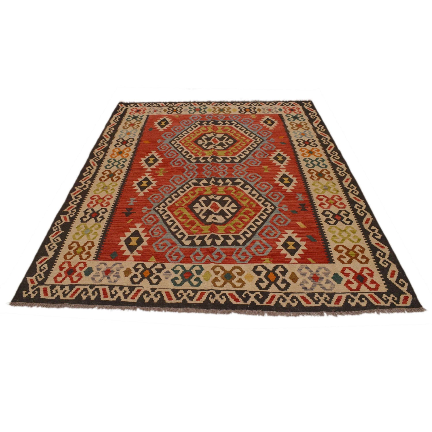 Handmade Vegetable Kelim 5' 10" x 7' 9" (ft) - No. P34962