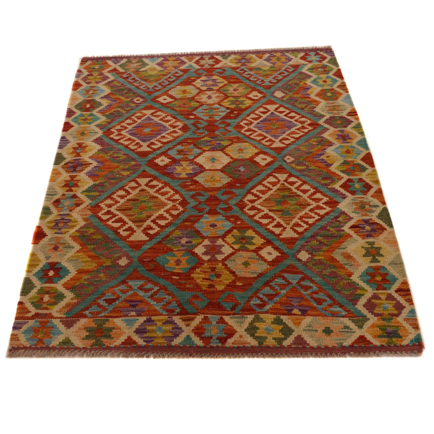 Handmade Vegetable Kelim 3' 3"  x 4' 9" (ft) - No. P34970