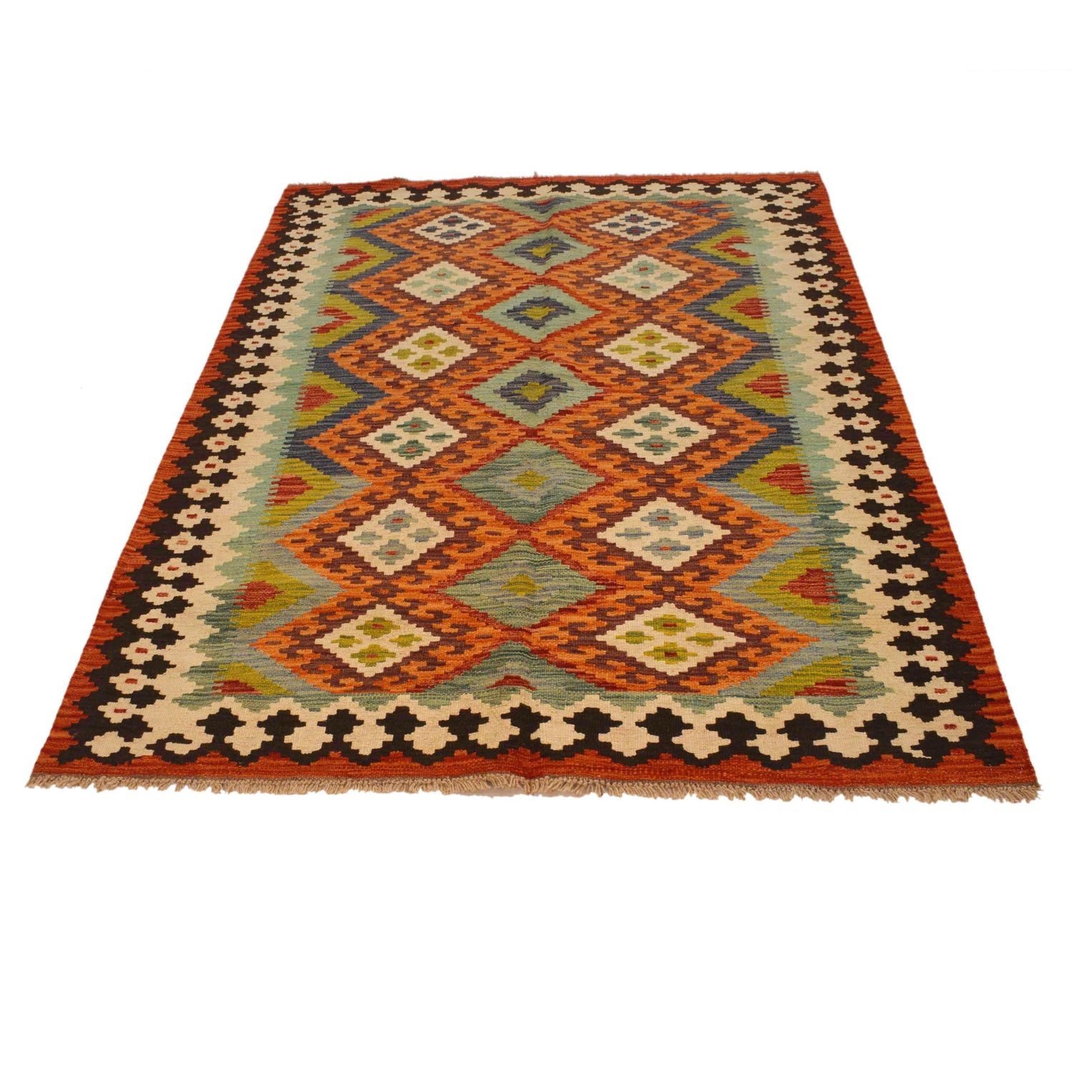 Handmade Vegetable Kelim 4' 6" x 6' 3" (ft) - No. P35003