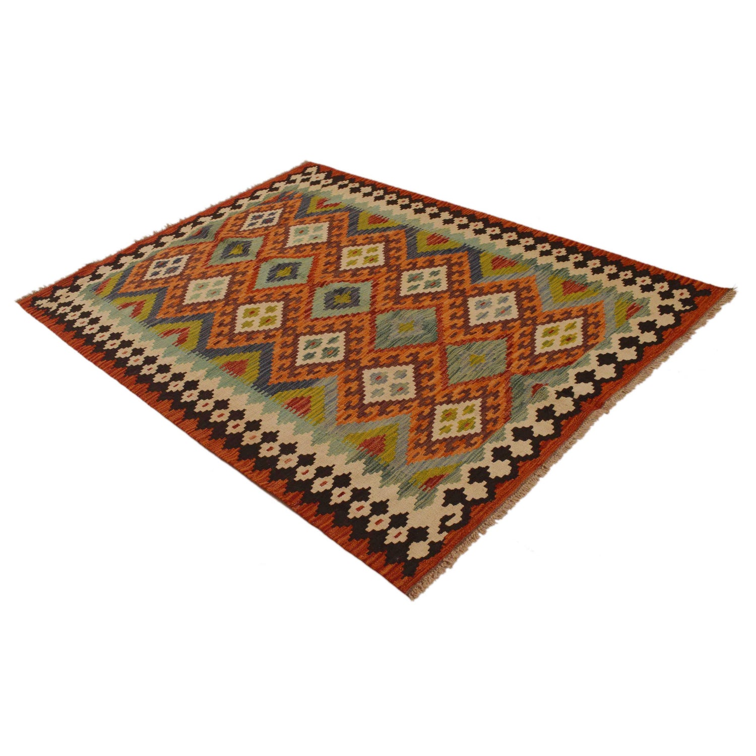 Handmade Vegetable Kelim 4' 6" x 6' 3" (ft) - No. P35003