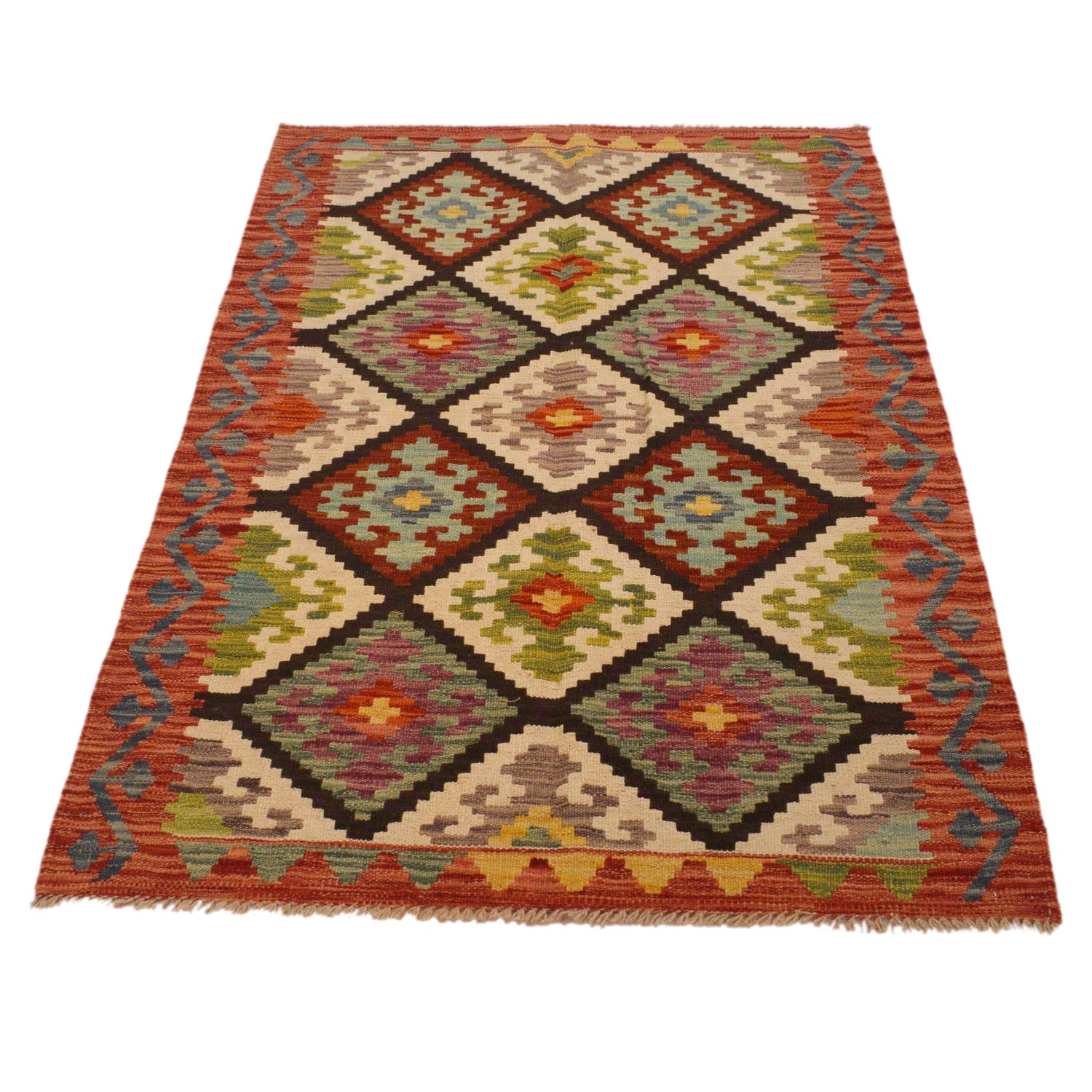 Handmade Vegetable Kilim 3' 2"  x 5' 1" (ft) - No. P35015
