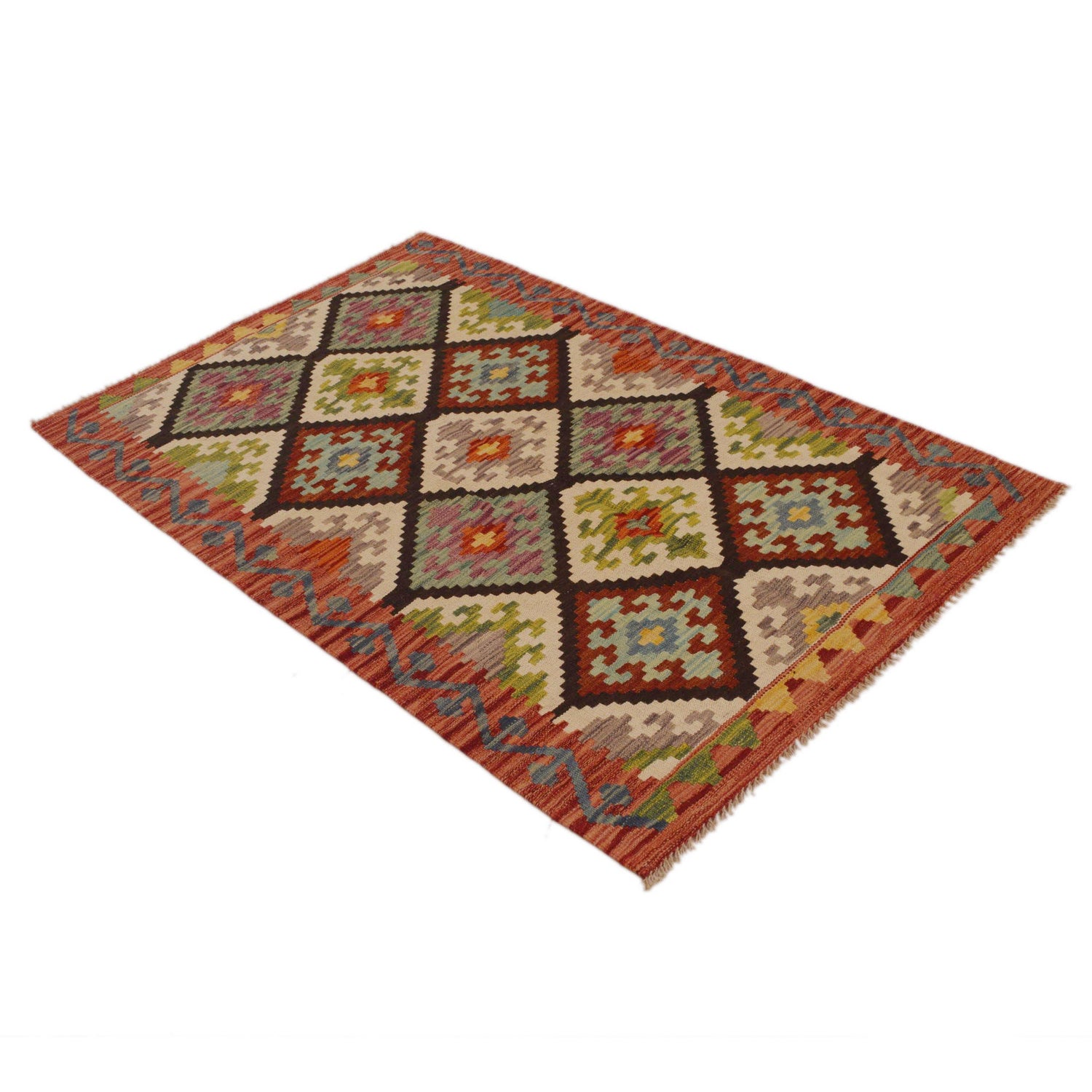 Handmade Vegetable Kilim 3' 2"  x 5' 1" (ft) - No. P35015