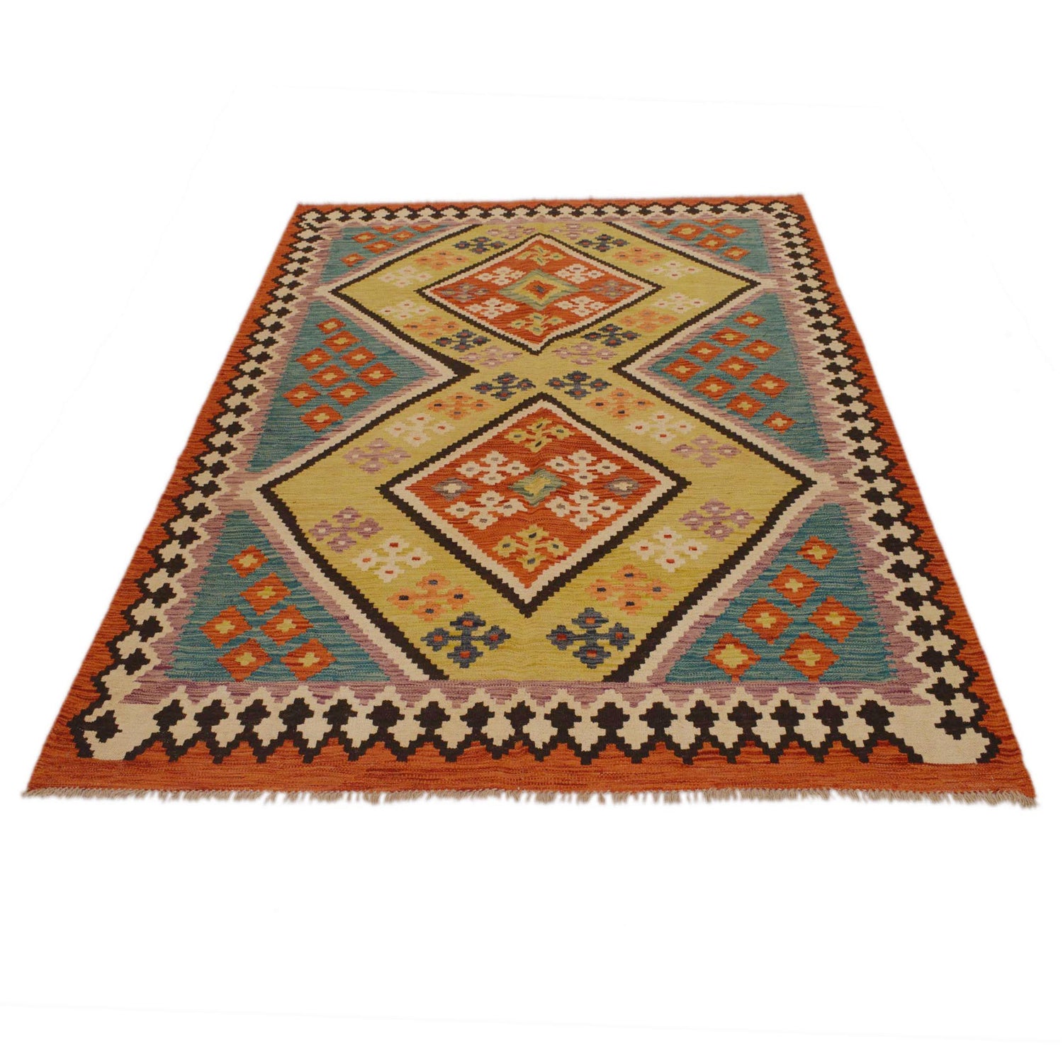 Handmade Vegetable Kilim 5' 10" x 7' 7" (ft) - No. P35047