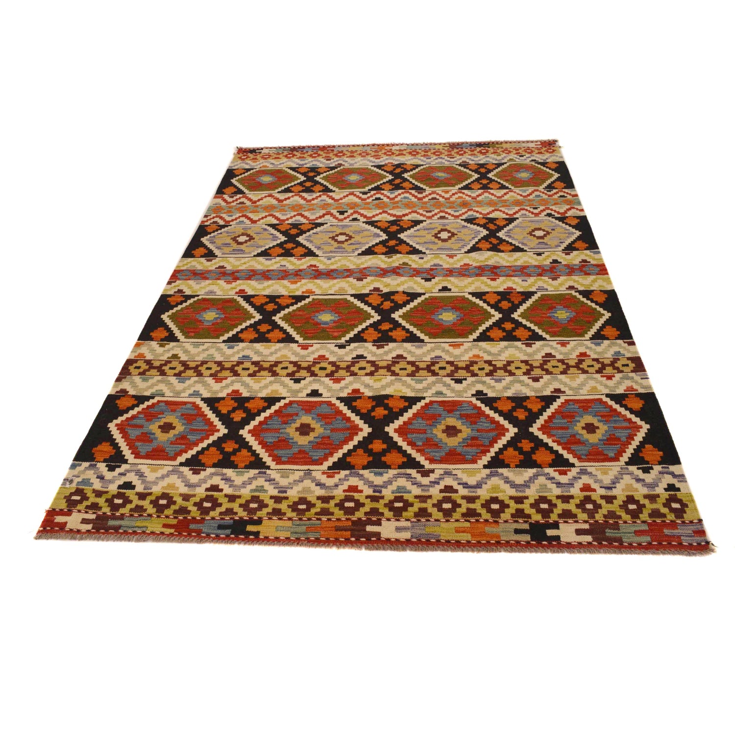 Handmade Vegetable Kilim 4' 10 x 7' 5 (ft) - No. P35050