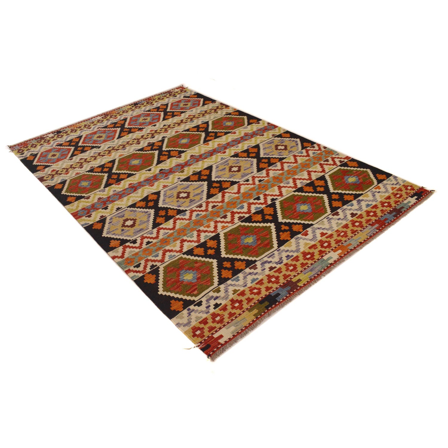Handmade Vegetable Kilim 4' 10 x 7' 5 (ft) - No. P35050