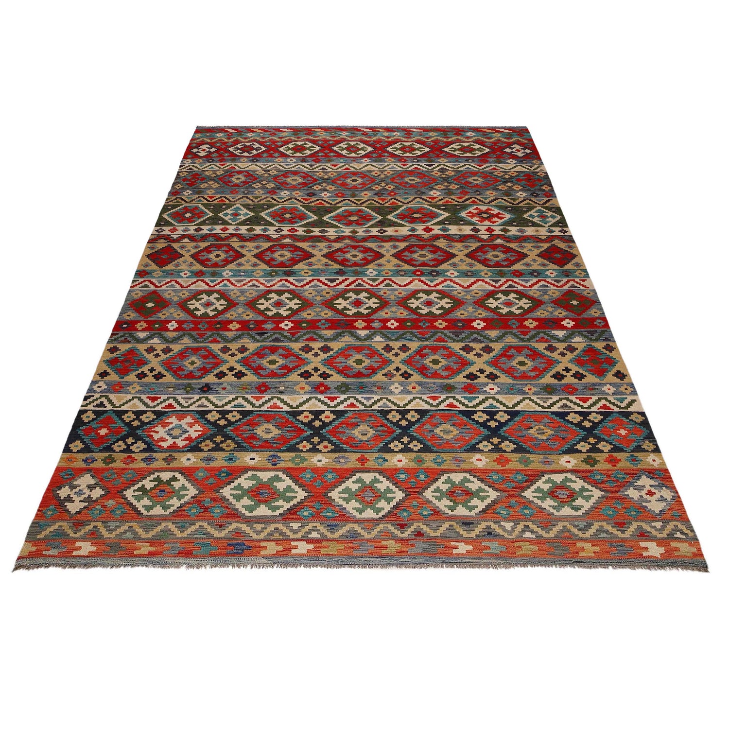 Handmade Vegetable Kilim 8' 1 x 11' 6 (ft) - No. P35072