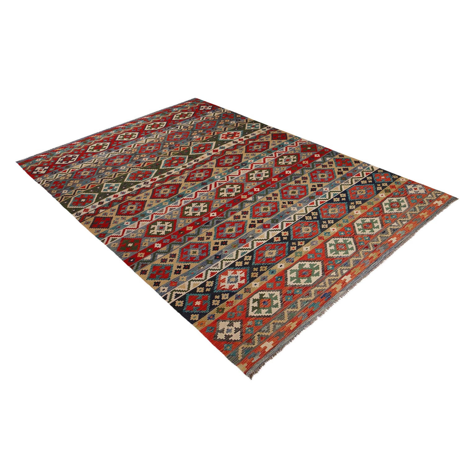 Handmade Vegetable Kilim 8' 1 x 11' 6 (ft) - No. P35072