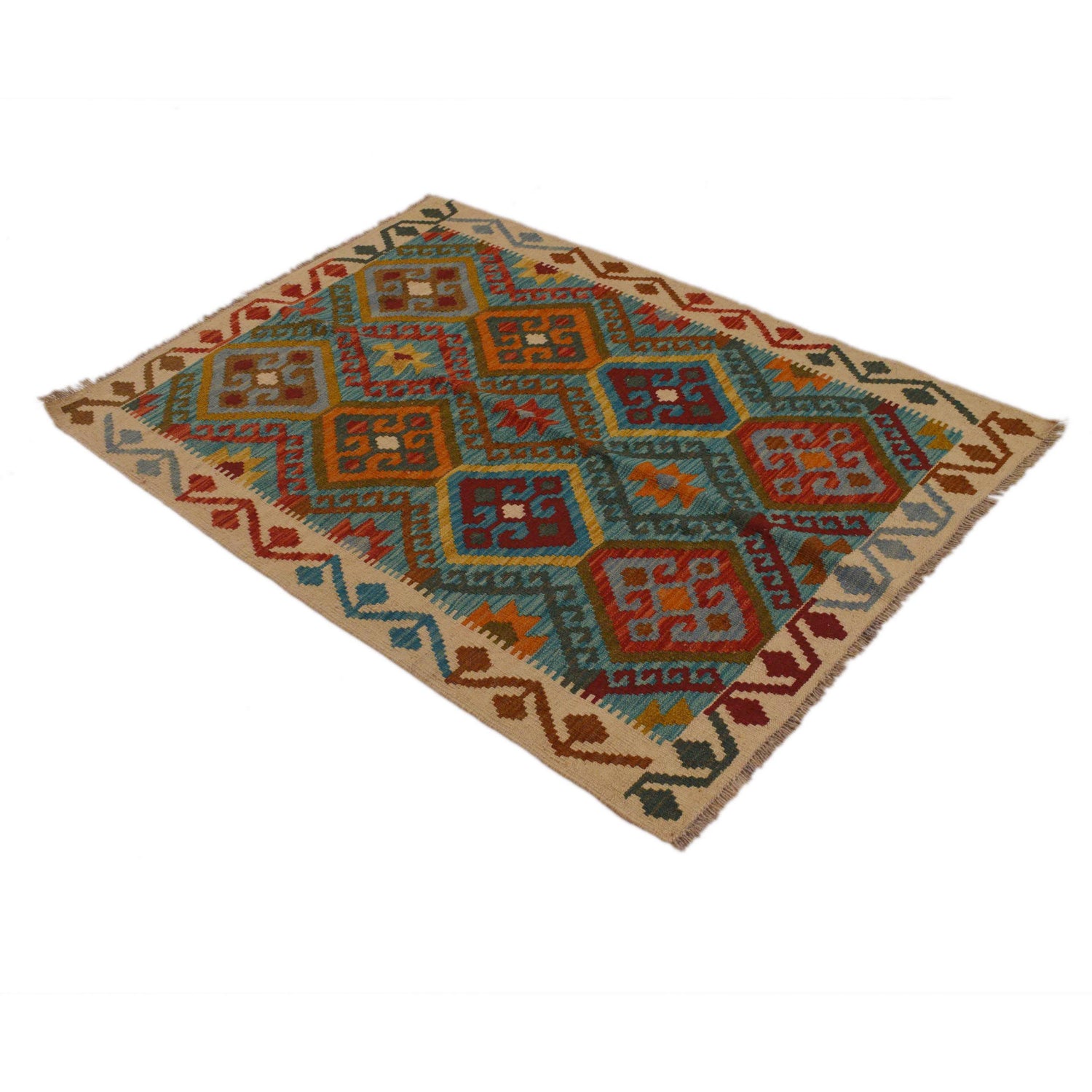 Handmade Vegetable Kilim 3' 5"  x 4' 8" (ft) - No. P35082