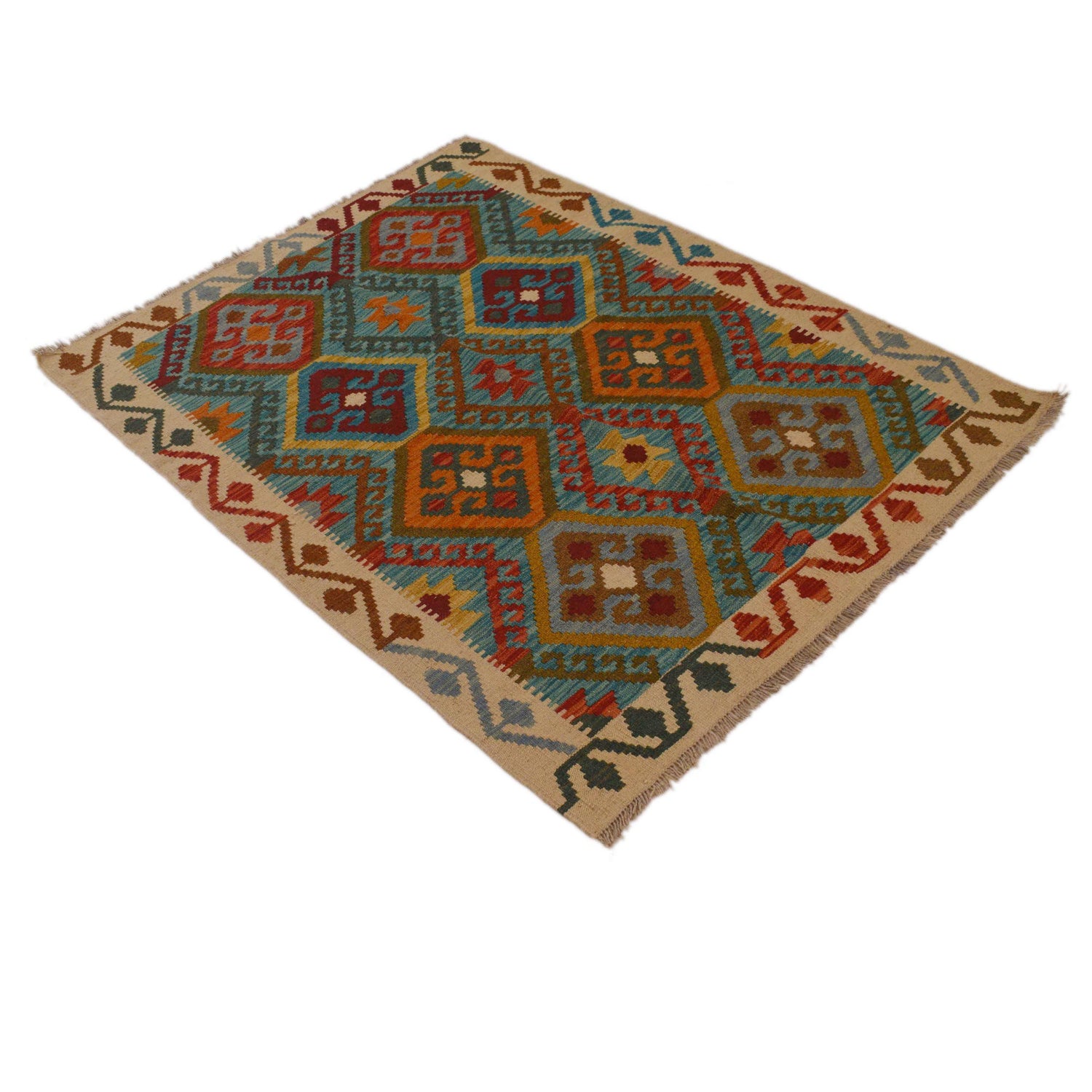 Handmade Vegetable Kilim 3' 5"  x 4' 8" (ft) - No. P35082