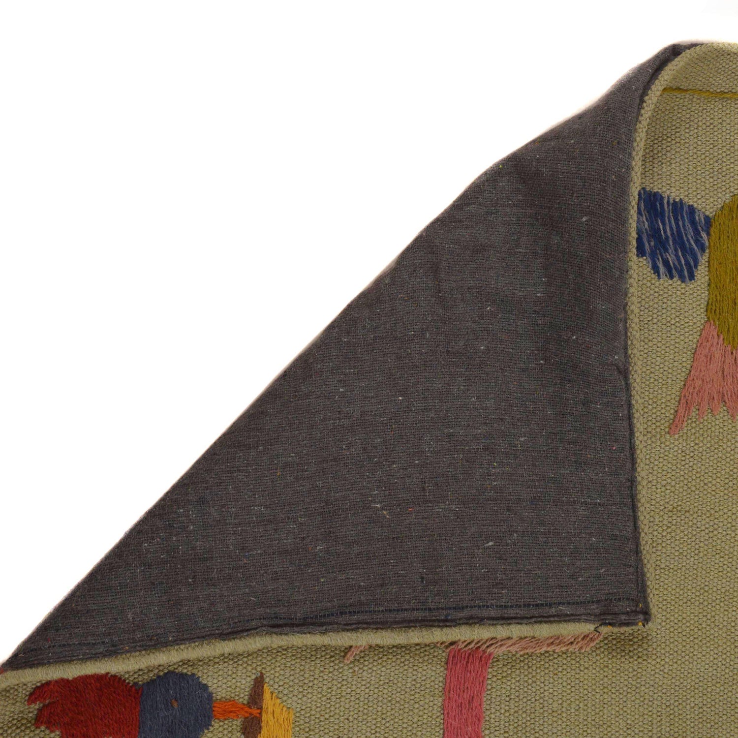 Grey Color Embroidery Flatweave Kilim 2' 0" x 6' 2" (ft)- No. P35158