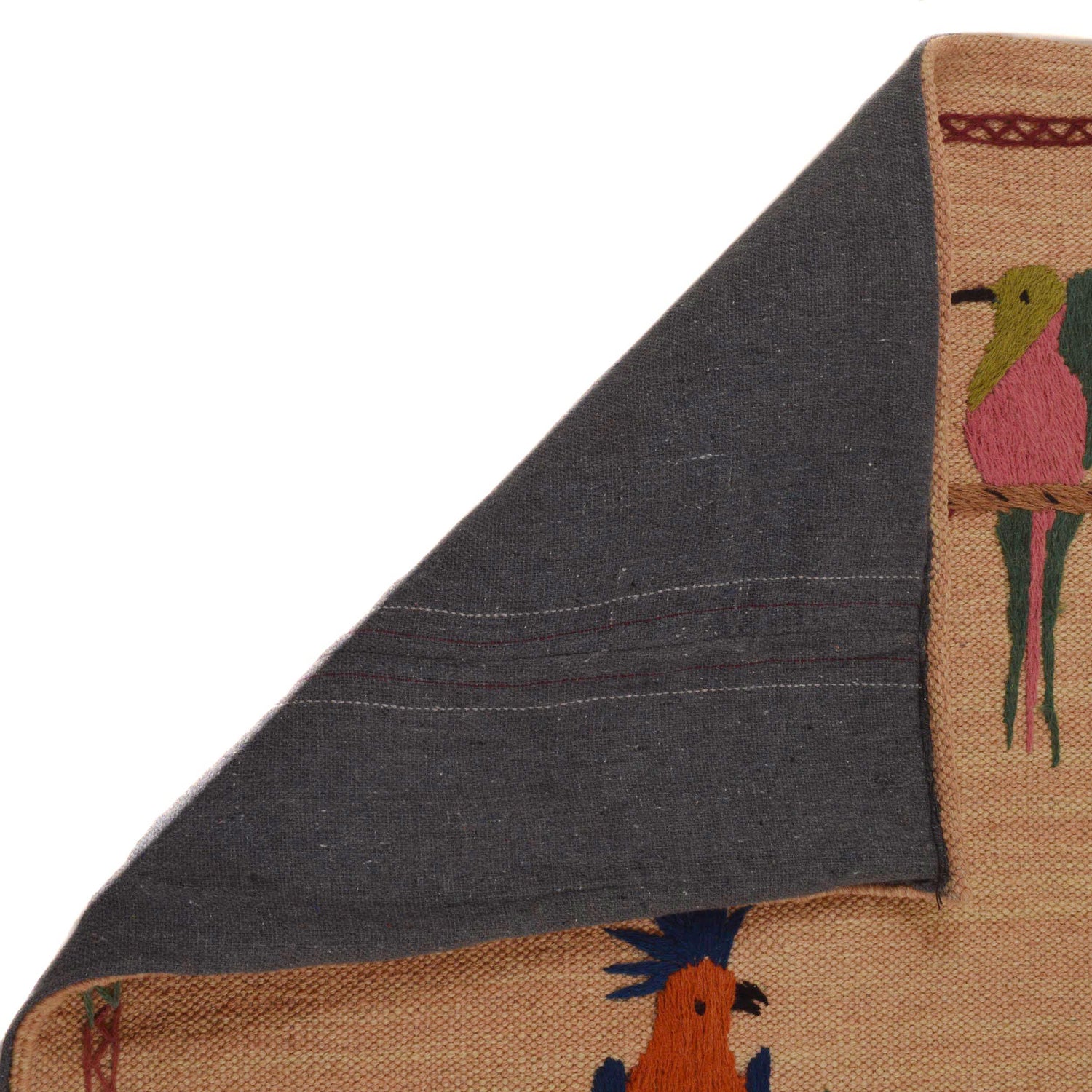 Pink Embroidery Flatweave Kilim 3' 3" x 6' 10" (ft)- No. P35159