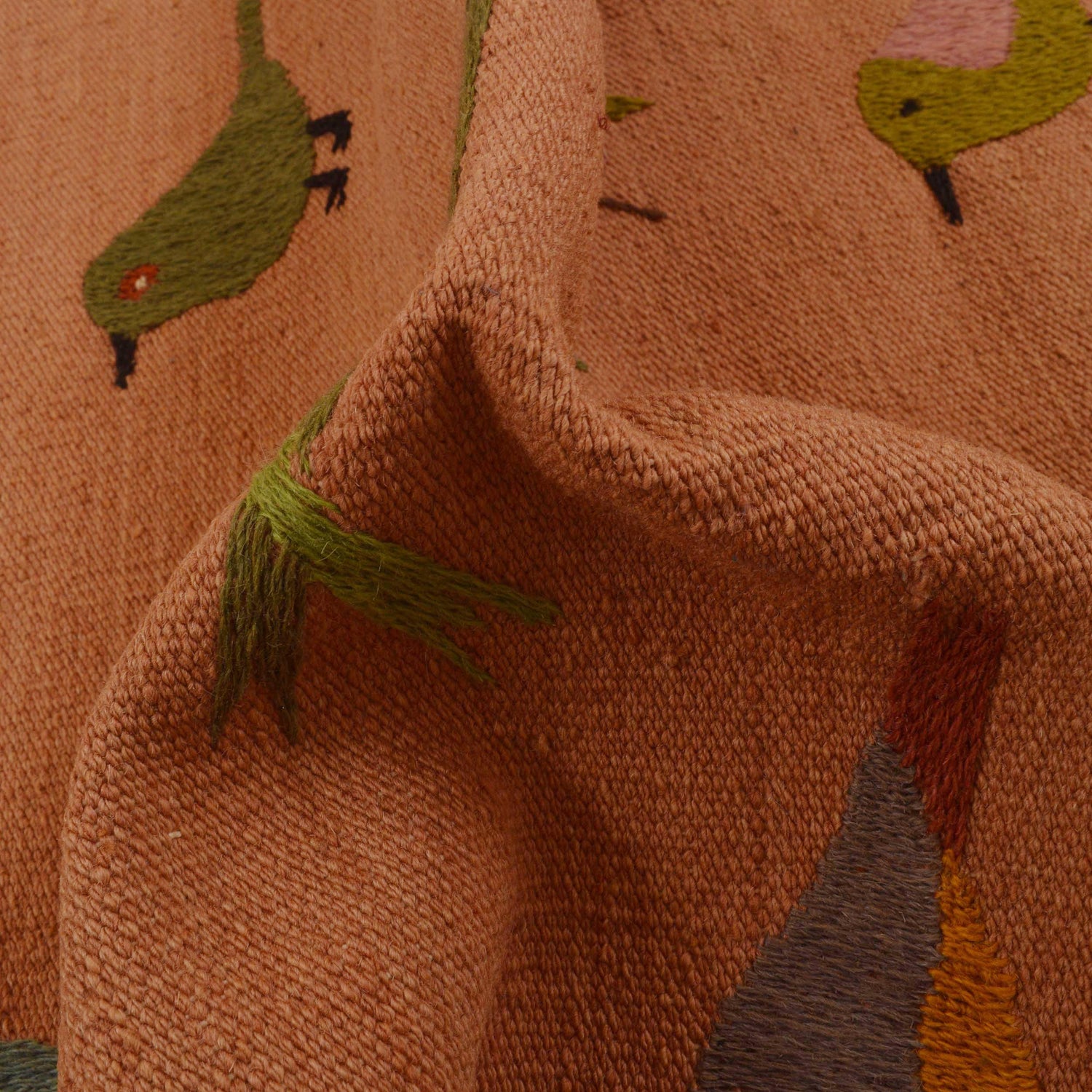 Pink Color Embroidery Flatweave Kilim 2' 9" x 5' 11" (ft)- No. P35163