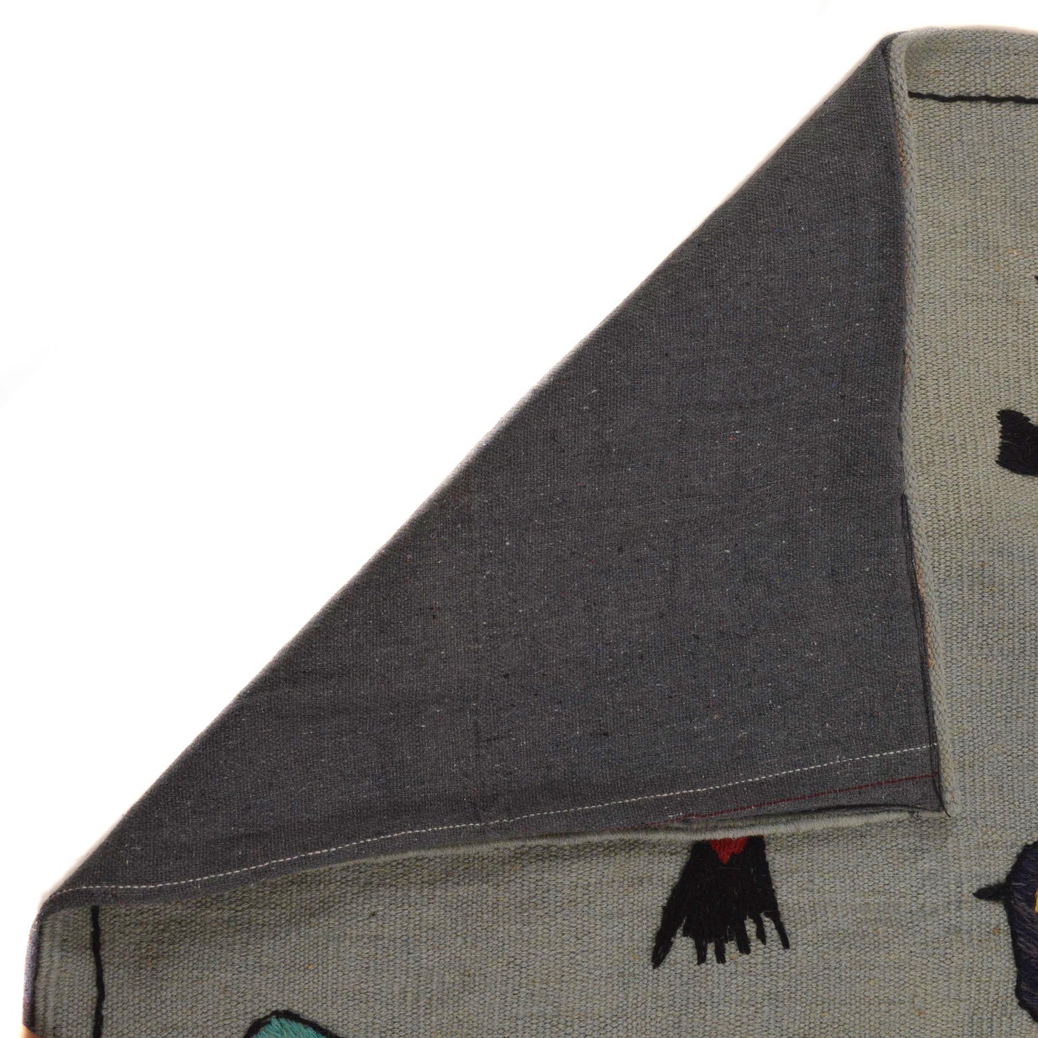 Grey Color Embroidery Flatweave Kilim 3' 11" x 5' 9" (ft) - No. P35166