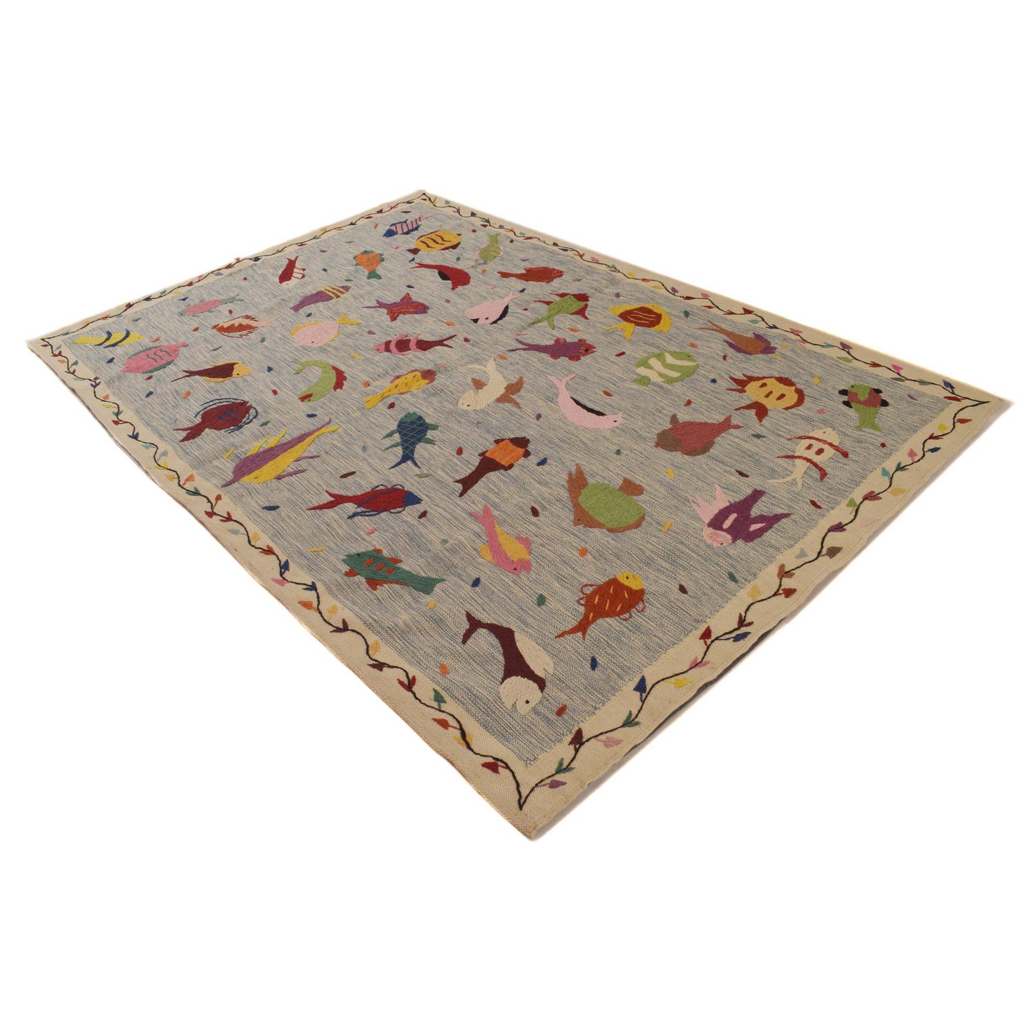 Pakistani Embroidery Kelim 5' 5" x 7' 10" (ft) - No. P35167