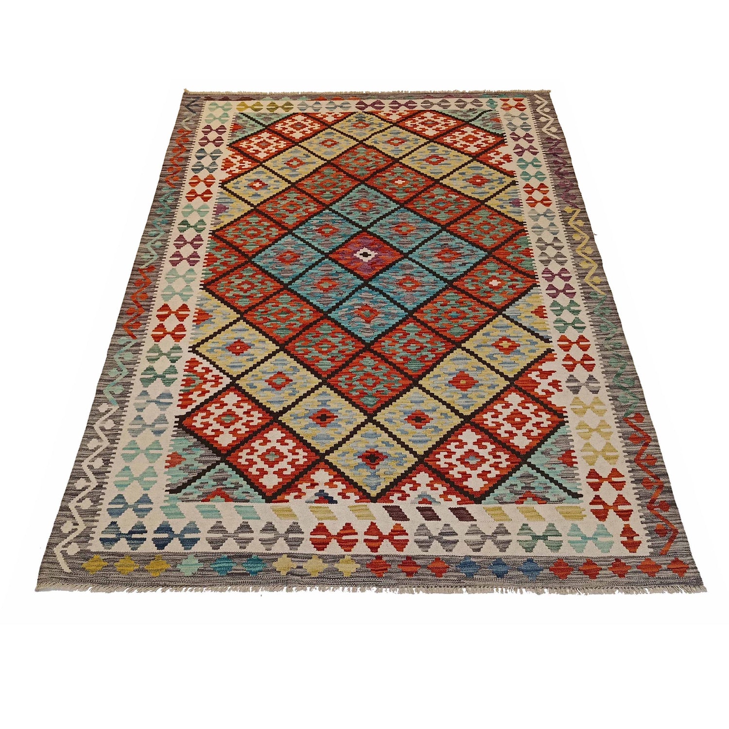 Handmade Vegetable Kilim 5' 6" x 8' 1" (ft) - No. P35225