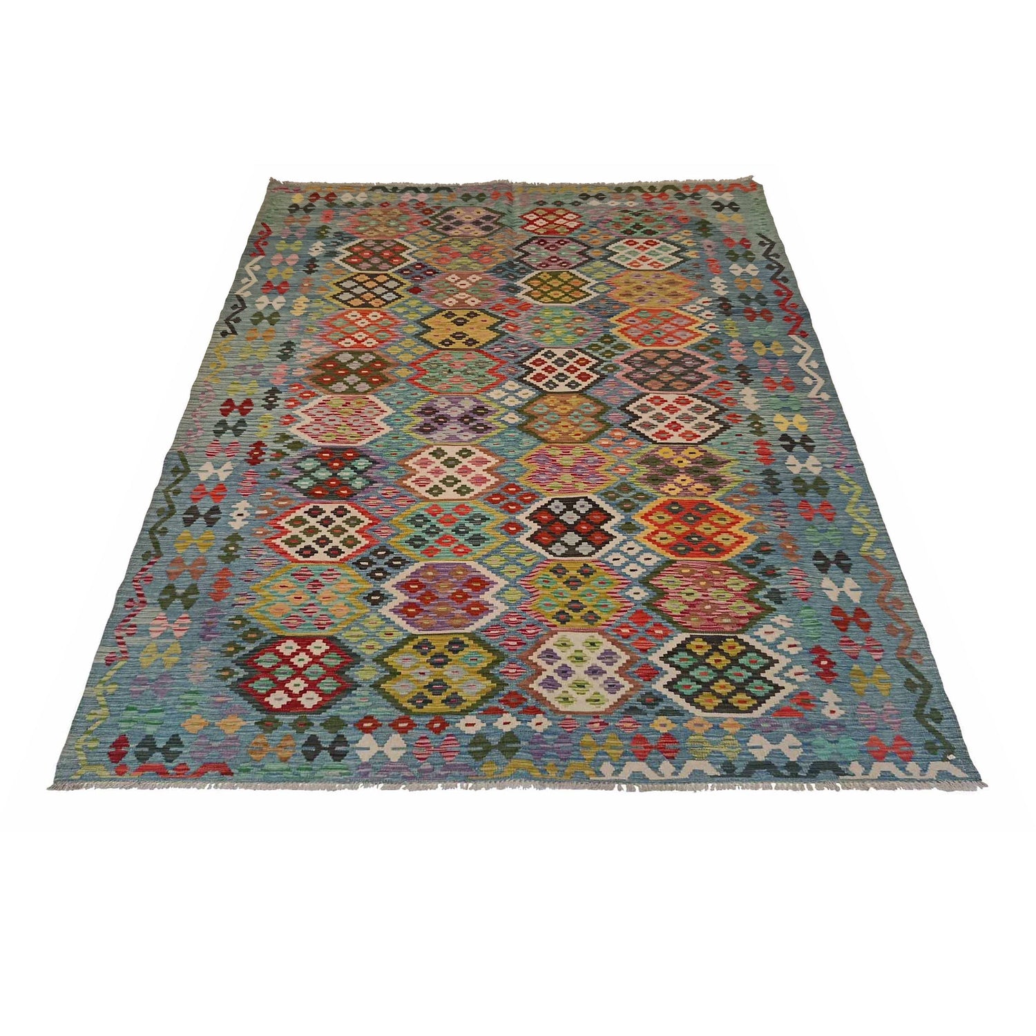 Handmade Vegetable Kilim 6' 7" x 9' 10" (ft) - No. P35227