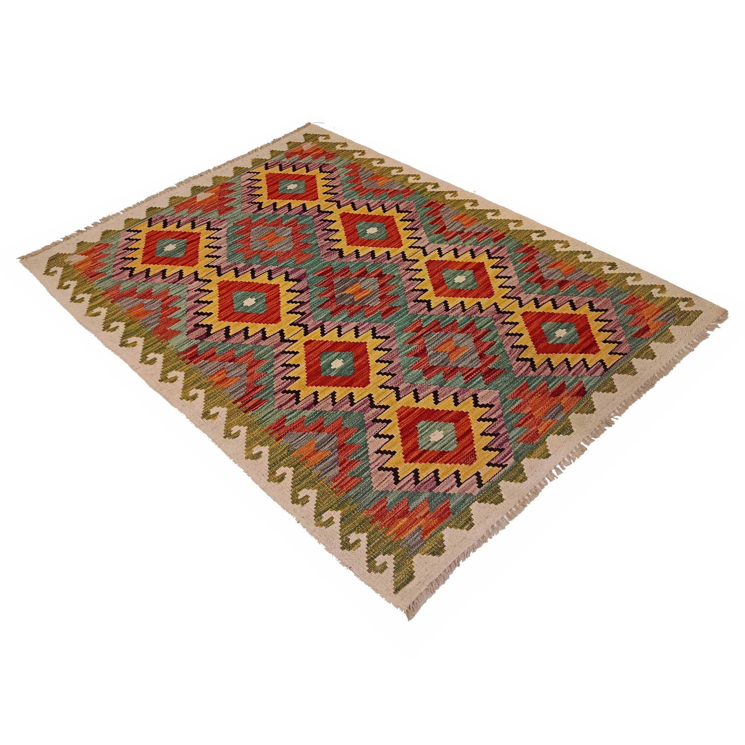 Handmade Vegetable Kilim 3' 5"  x 5' 3" (ft) - No. P35315
