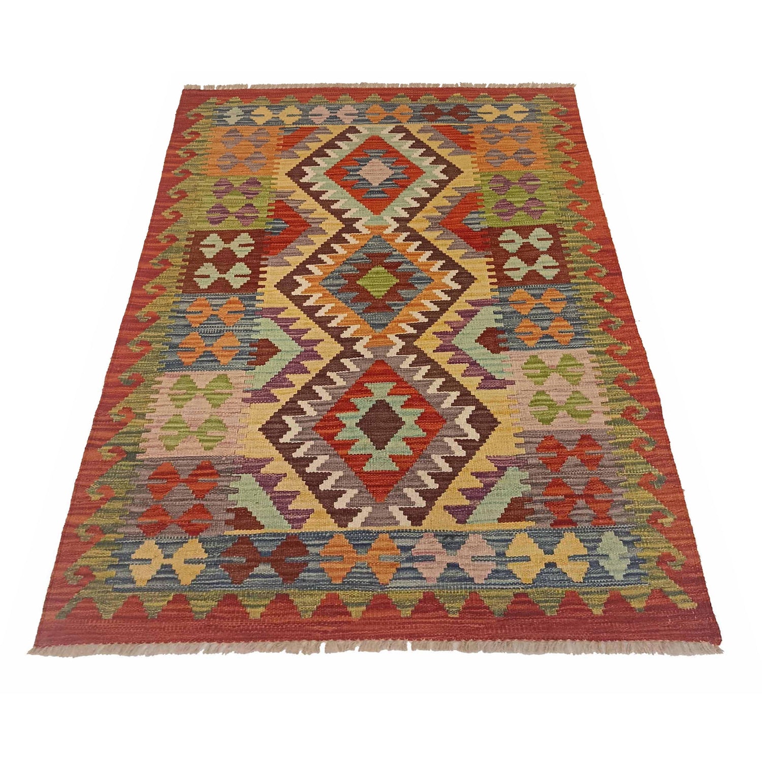 Handmade Vegetable Kelim 3' 3"  x 5' 1" (ft) - No. P35317