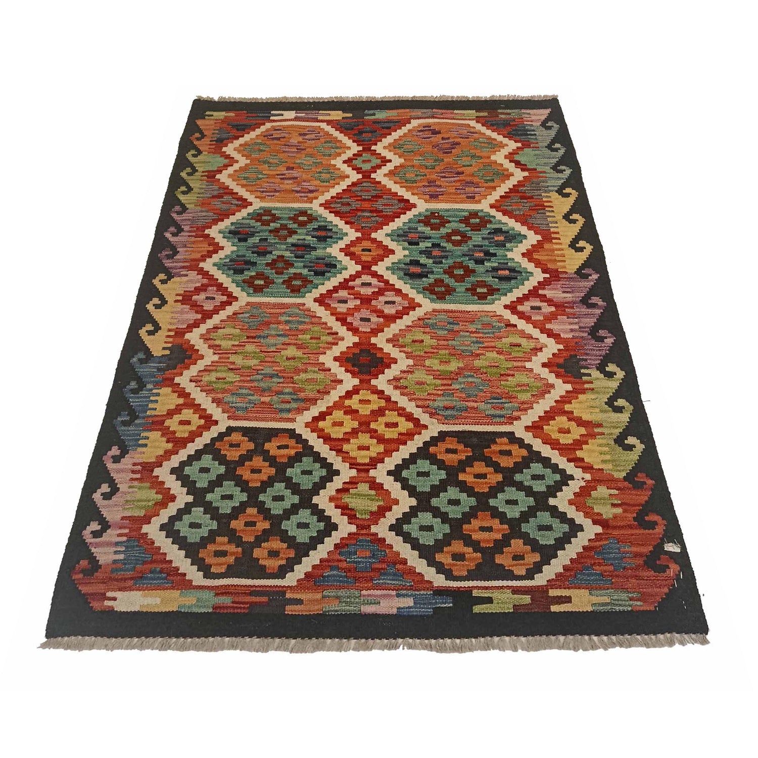 Handmade Vegetable Kelim 3' 2" x 4' 10" (ft) - No. P35327