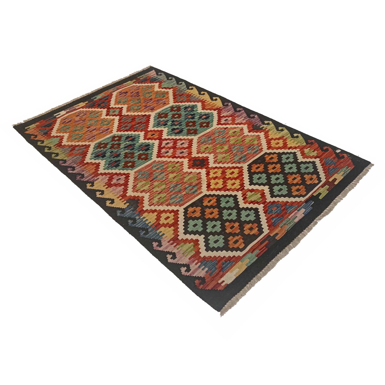 Handmade Vegetable Kelim 3' 2" x 4' 10" (ft) - No. P35327