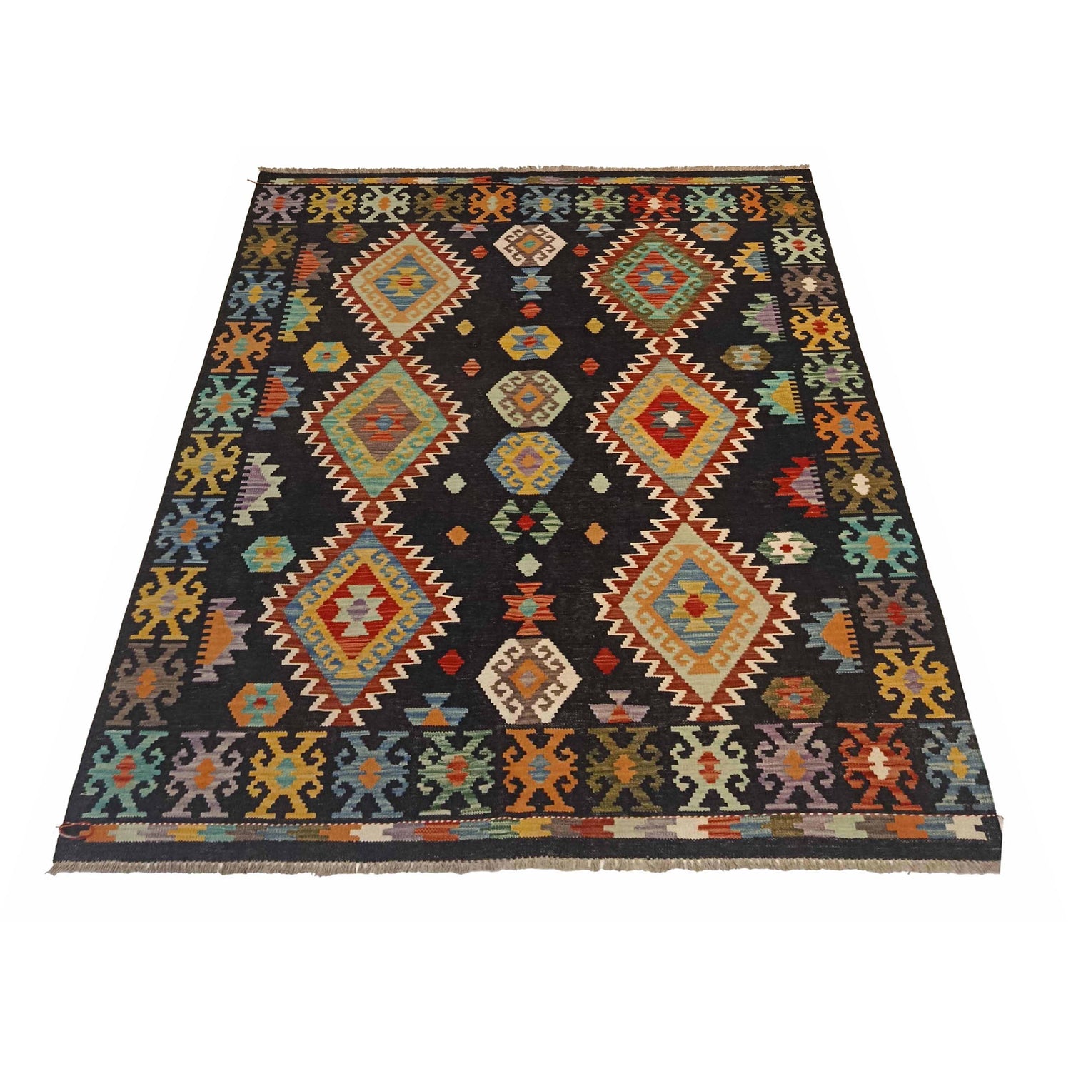 Handmade Vegetable Kilim 5' 0" x 6' 7" (ft) - No. P35334