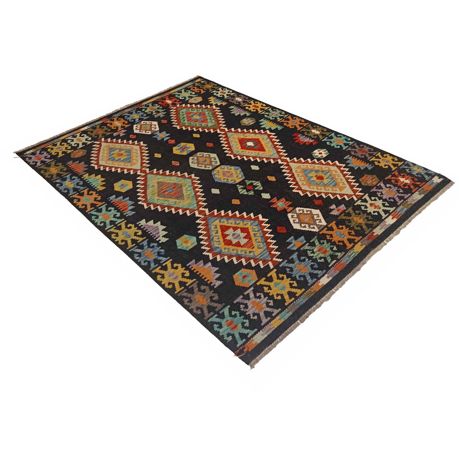 Handmade Vegetable Kilim 5' 0" x 6' 7" (ft) - No. P35334