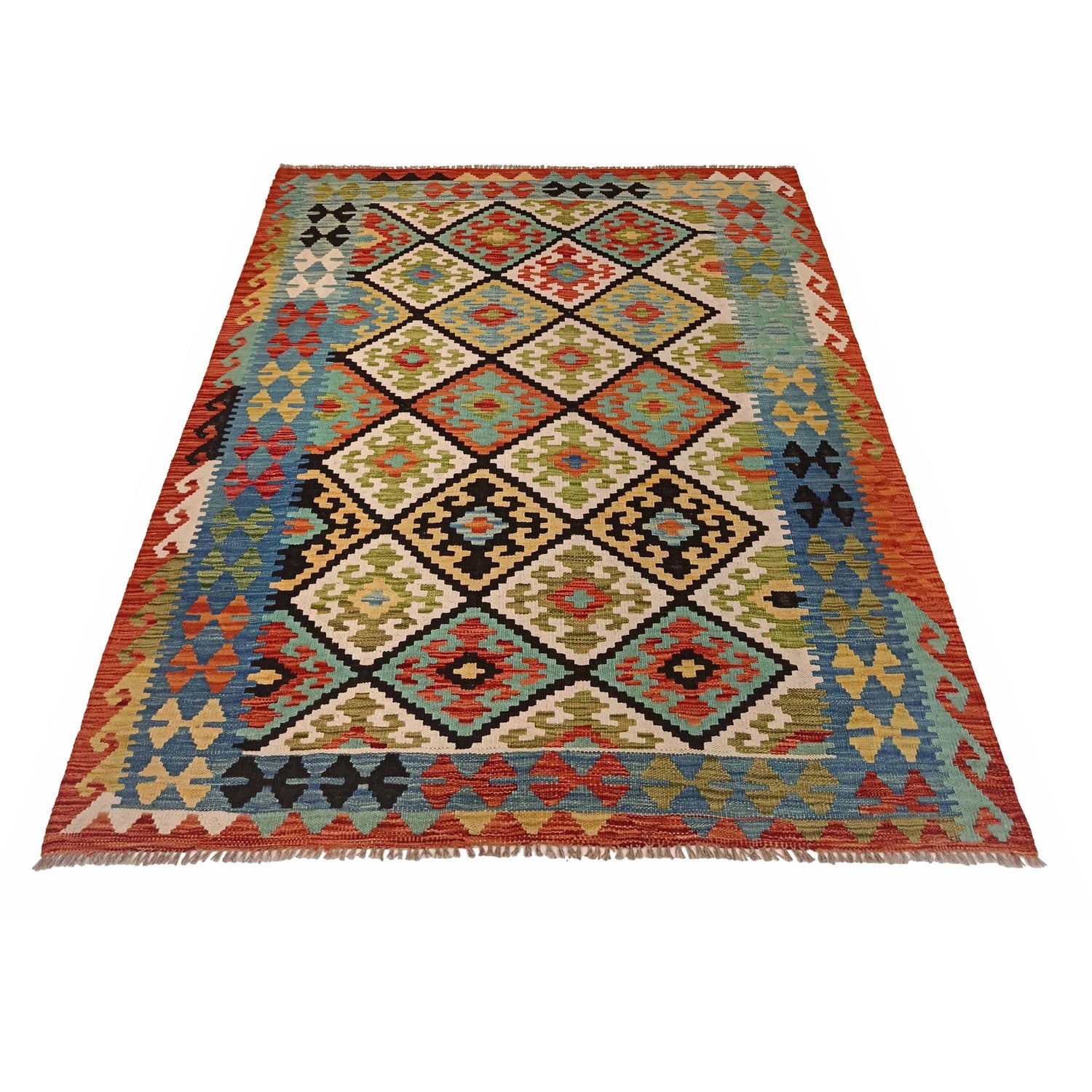Handmade Vegetable Kilim 5' 1" x 6' 11" (ft) - No. P35341