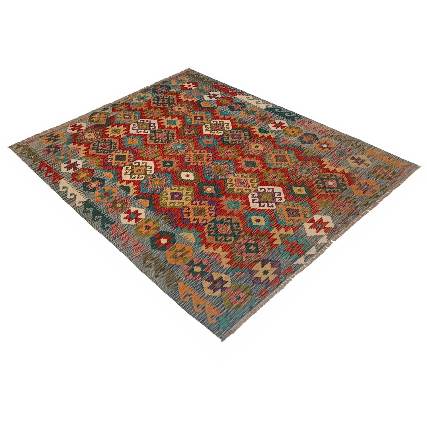 Handmade Vegetable Kelim 4' 11" x 6' 5" (ft) - No. P35345