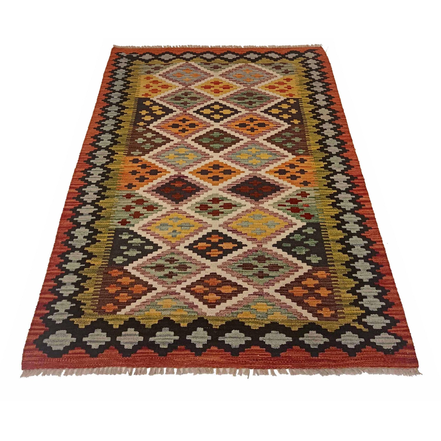 Handmade Vegetable Kelim 3' 6" x 5' 3" (ft) - No. P35350