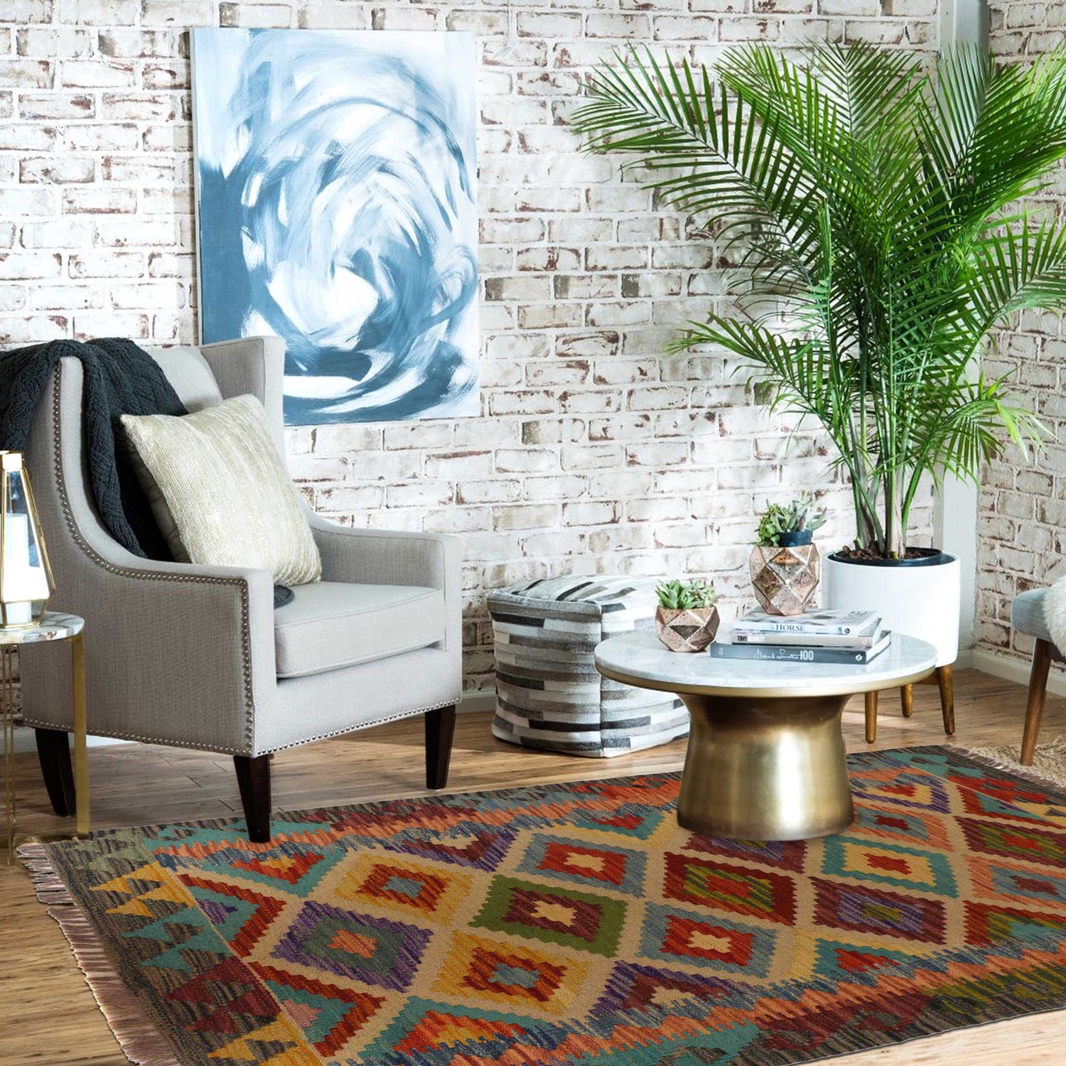 Handmade Vegetable Kelim 2' 8" x 4' 2" (ft) - No. P35473