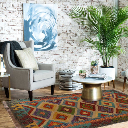 Handmade Vegetable Kelim 2' 8" x 4' 2" (ft) - No. P35473