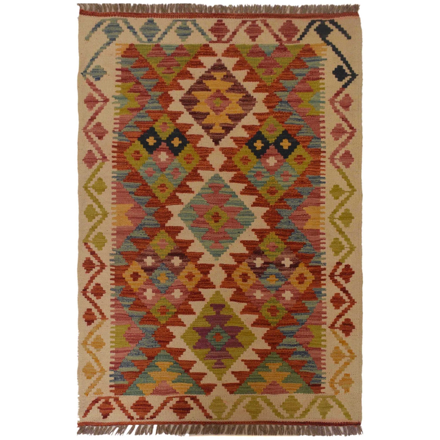 Handmade Vegetable Kilim 2' 9" x 4' 5" (ft) - No. P35476