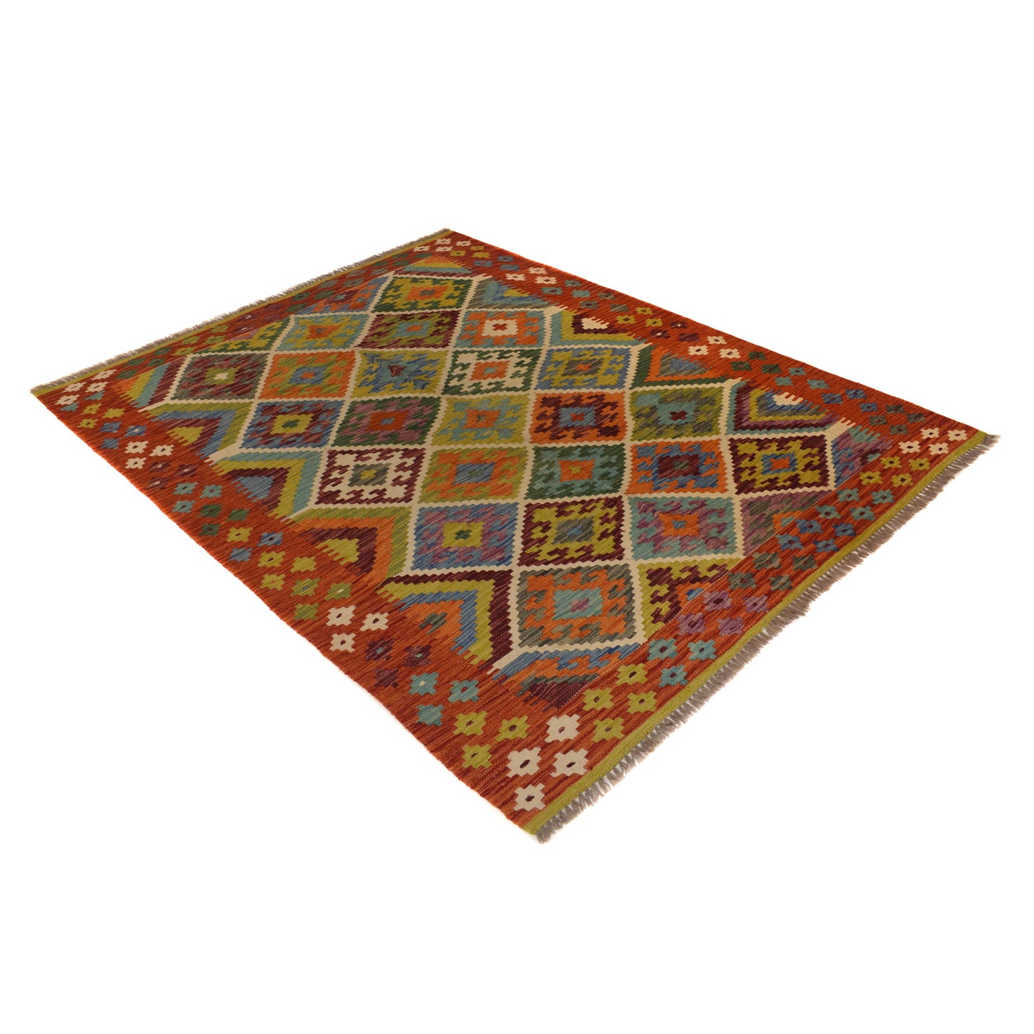 Handmade Vegetable Kelim 5' 1" x 6' 4" (ft) - No. P35485