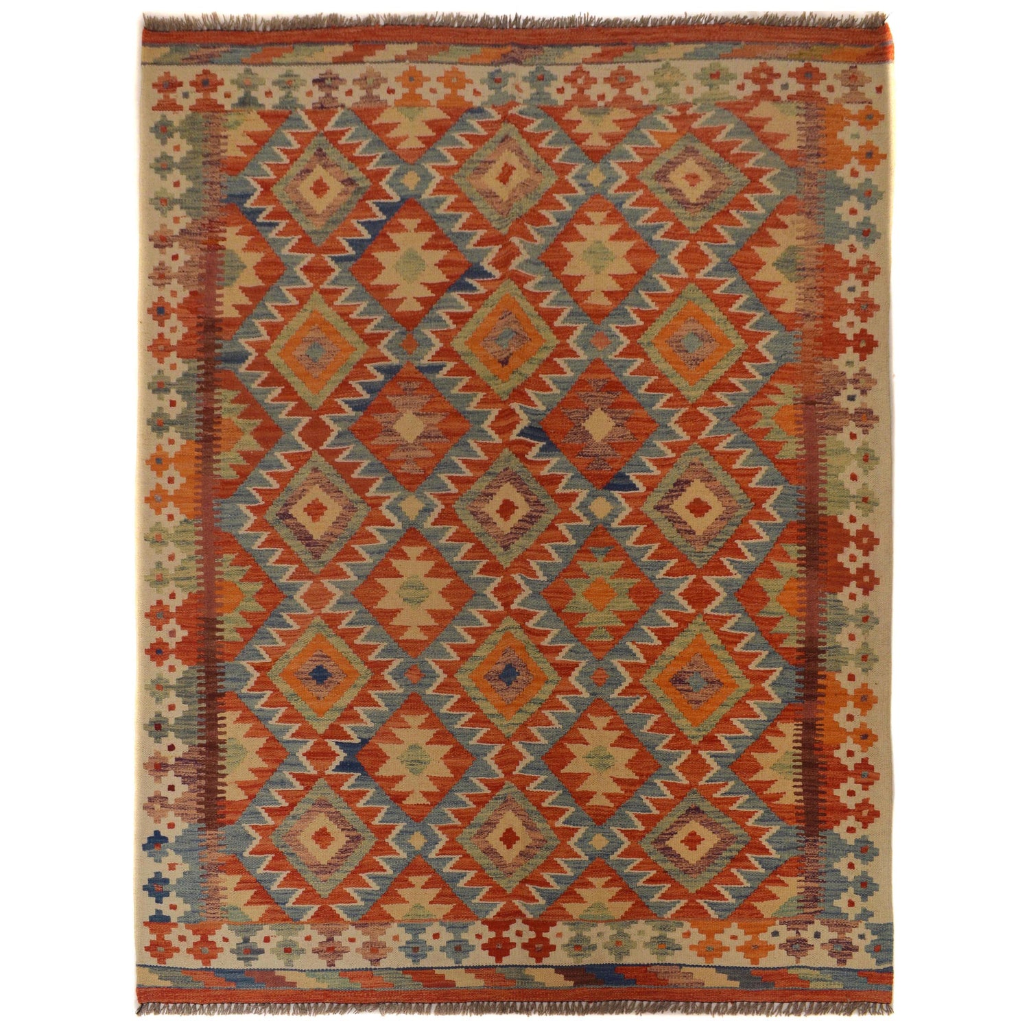 Handmade Vegetable Kilim 5' 2" x 6' 8" (ft) - No. P35486