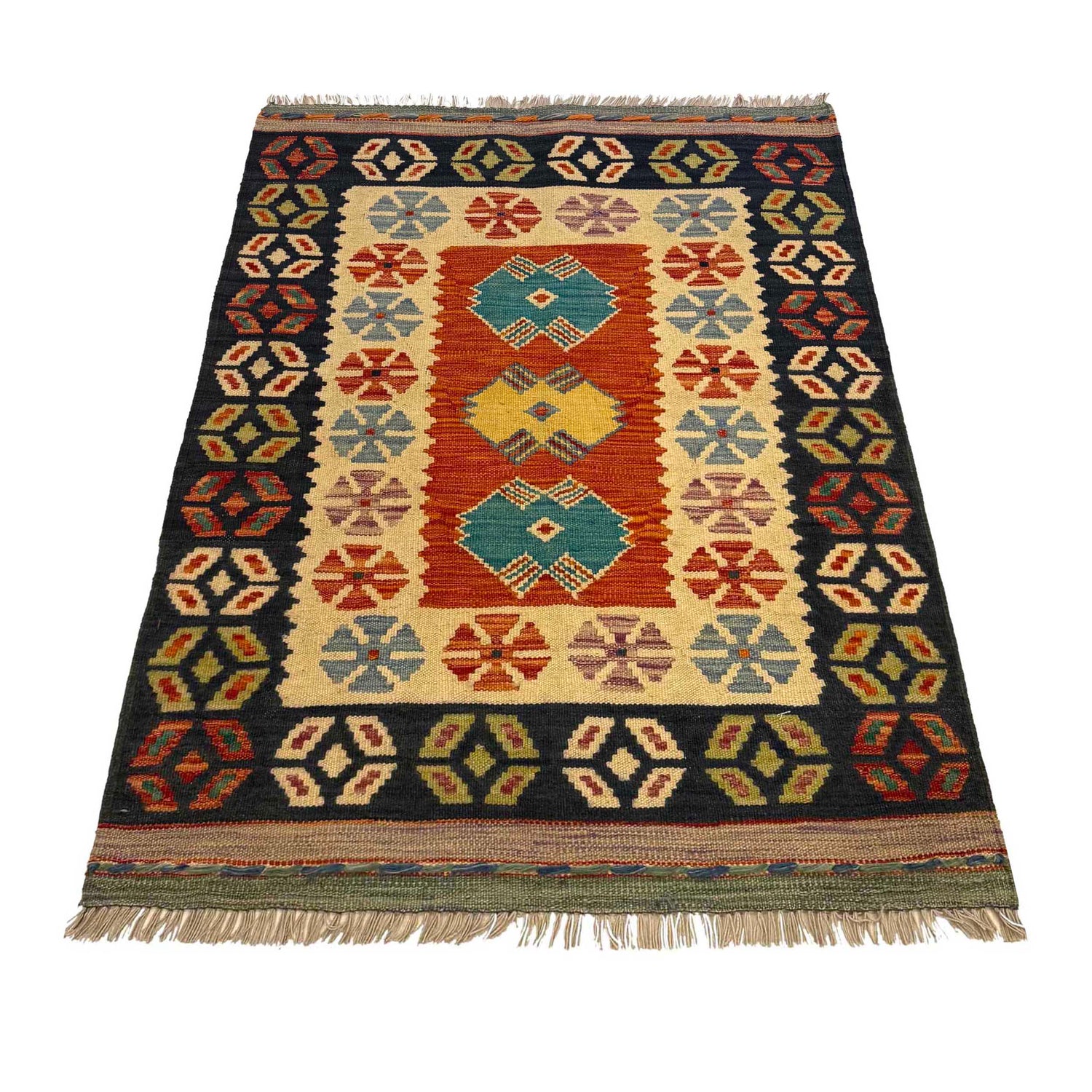 Handmade Vegetable Kilim 2' 11" x 3' 11" (ft) - No. P35487